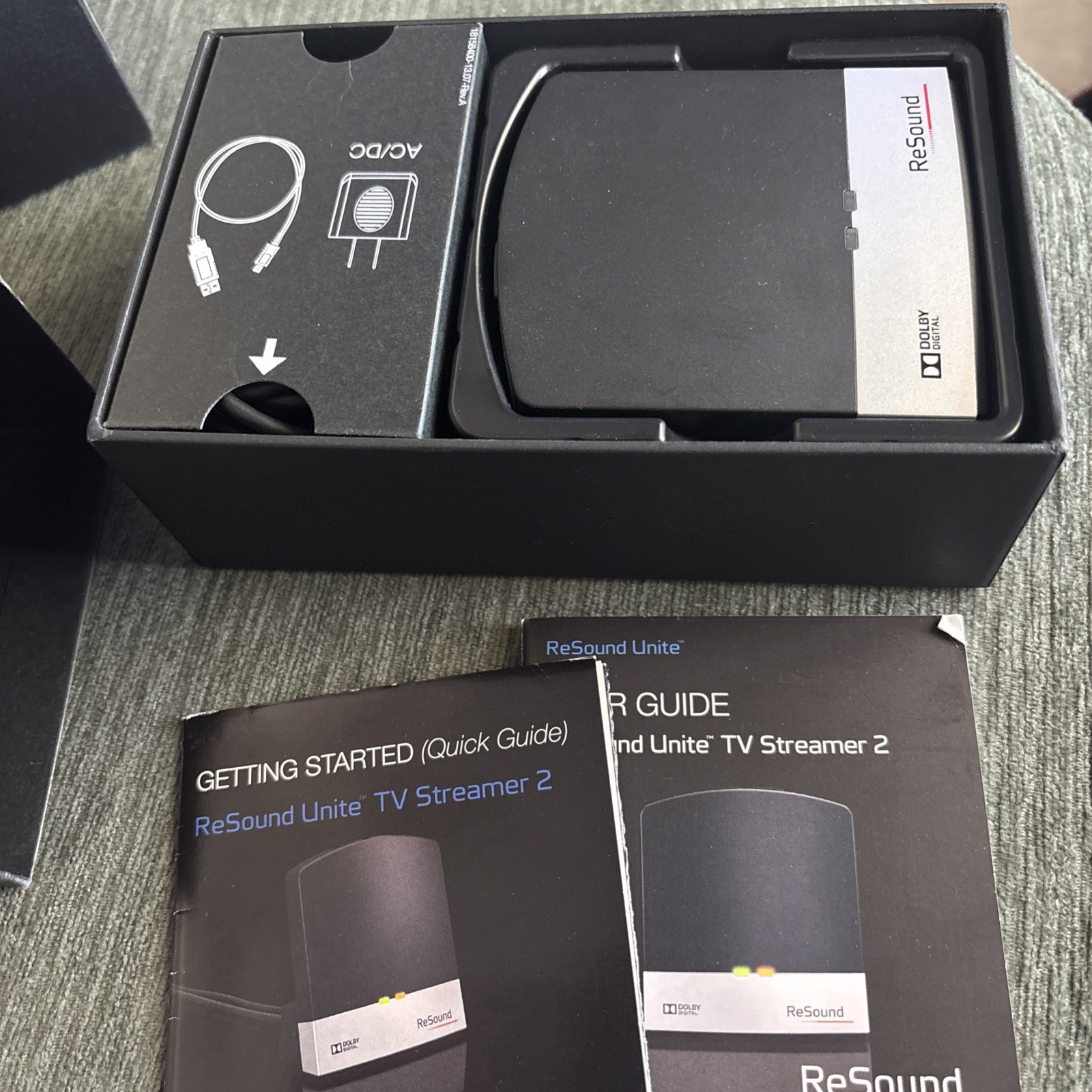 ReSound Unite TV Streamer 2 Hearing Aid Audio Accessory Dolby Digital in box