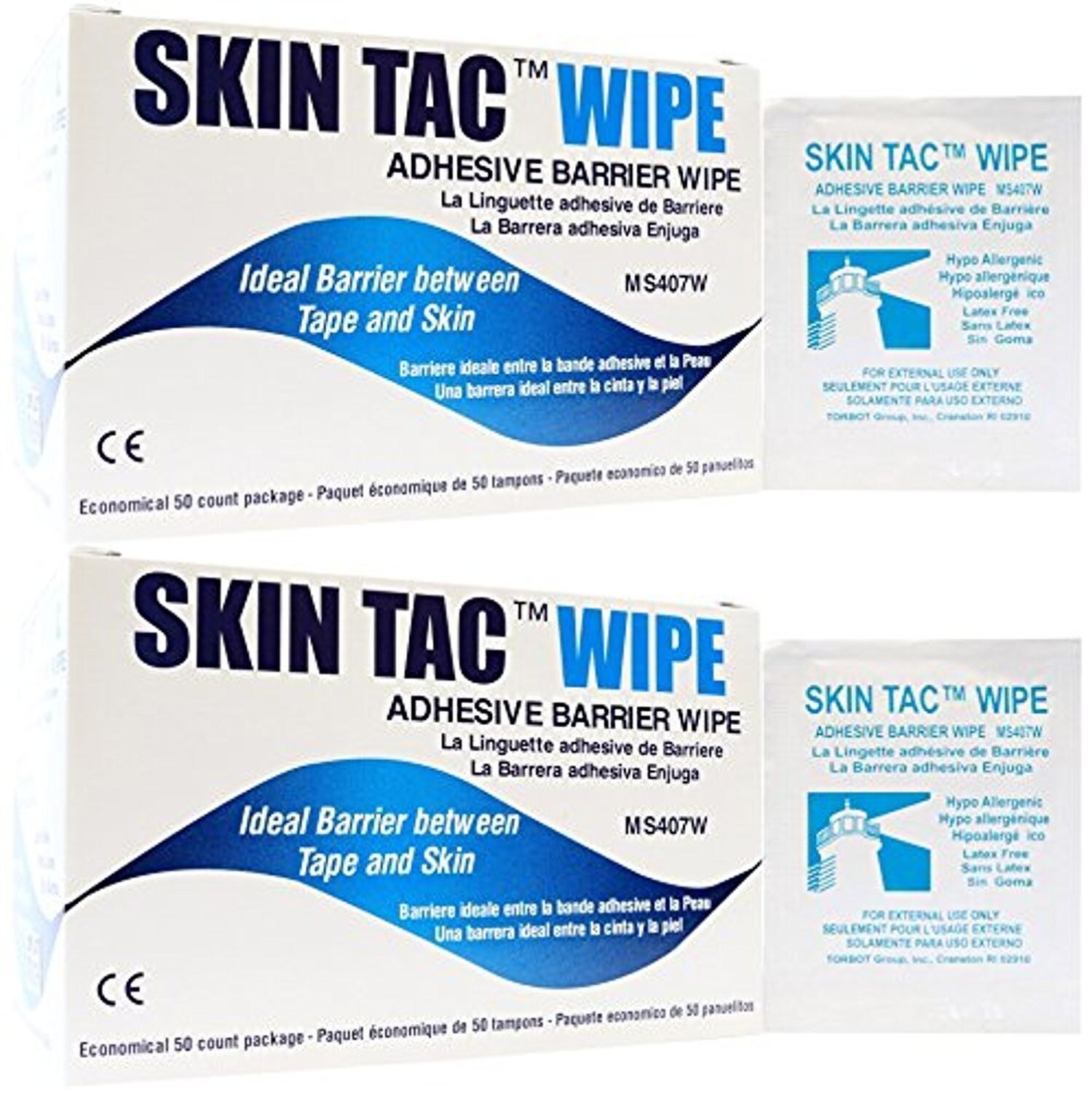 Skin-Tac Torbot H Adhesive Barrier Wipes 50 Count (2 Pack) 50 Count (Pack of 2)