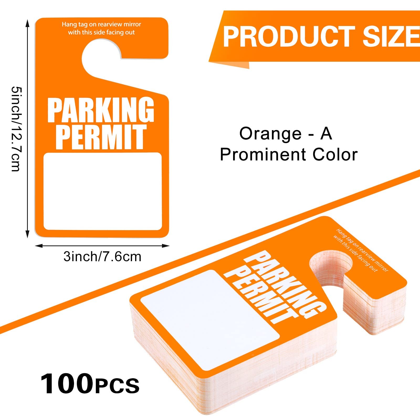 100 Pack Parking Permit Hang Tags Plastic Parking Placards PVC Hang Tag 3 x 5…