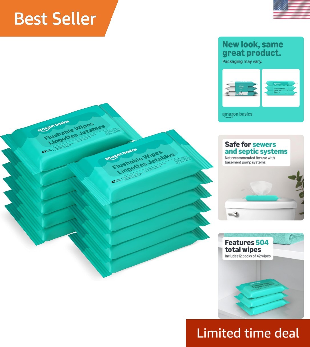 504 Fragrance-Free Flushable Wipes – Hypoallergenic Cleansing for Every Occasion