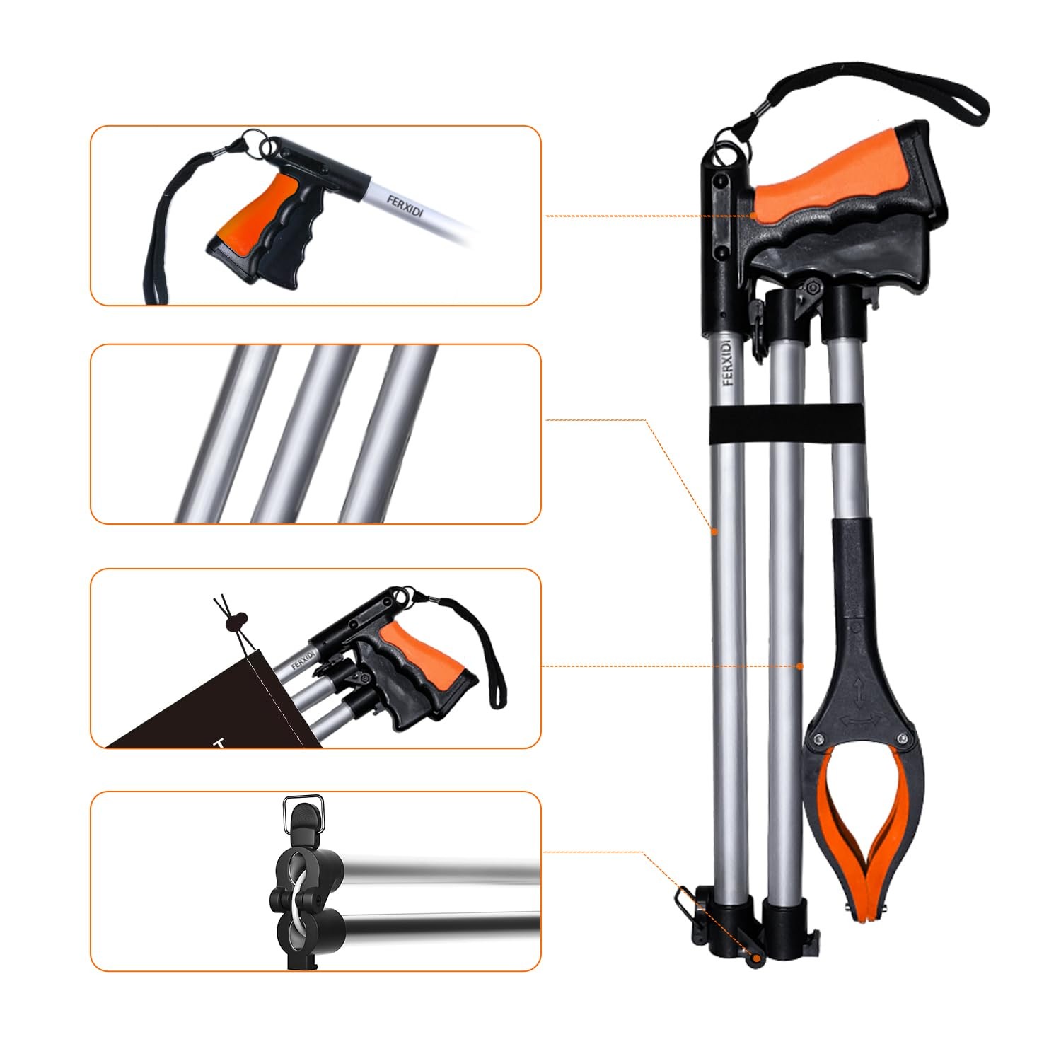 FERXIDI 43″ Foldable Grabber Reacher Tool,Reacher 43, 1pcs Orange