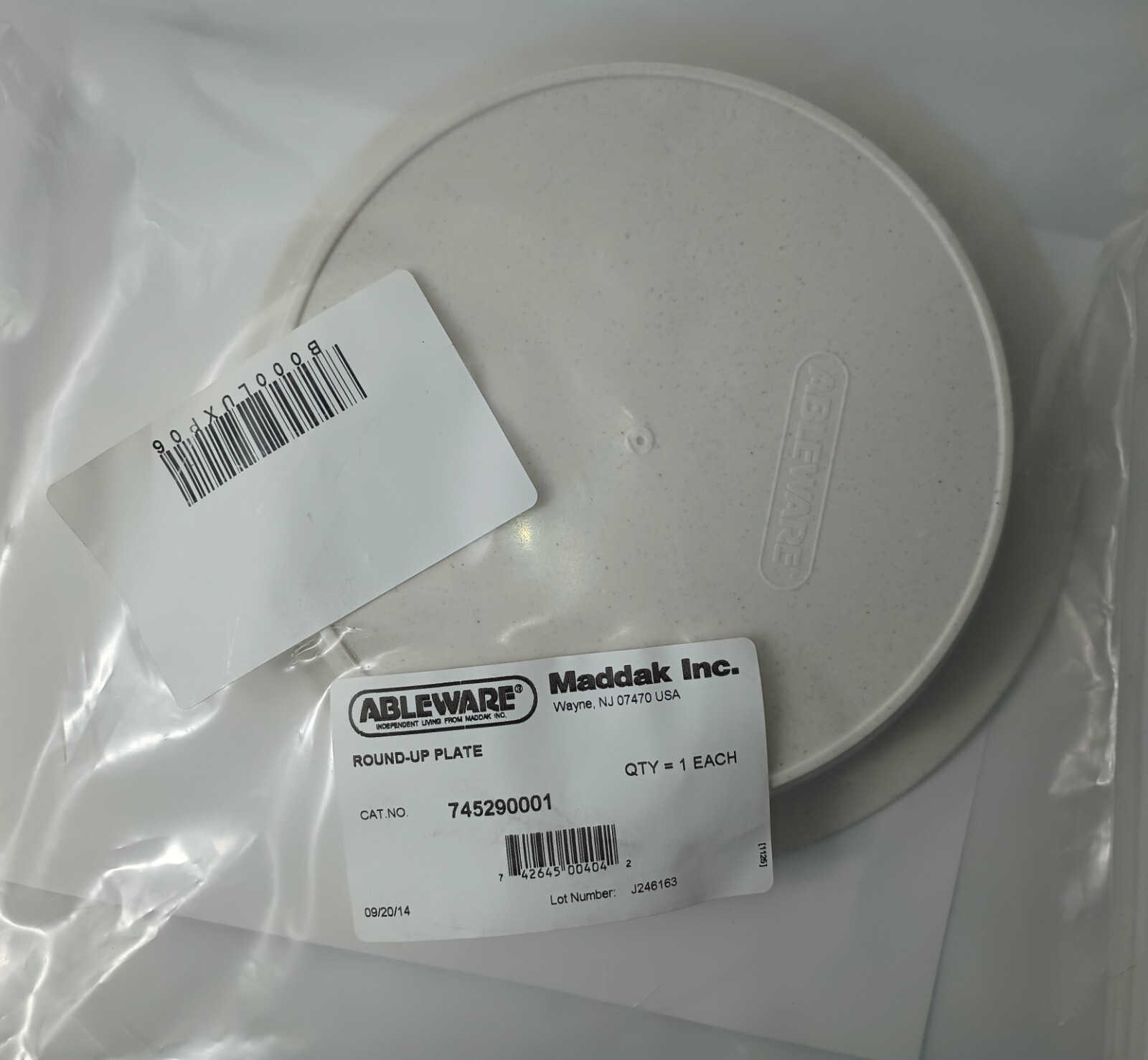 Ableware Plate 8.5″ Round Up Plate Special Needs Maddock Plastic Latex Free