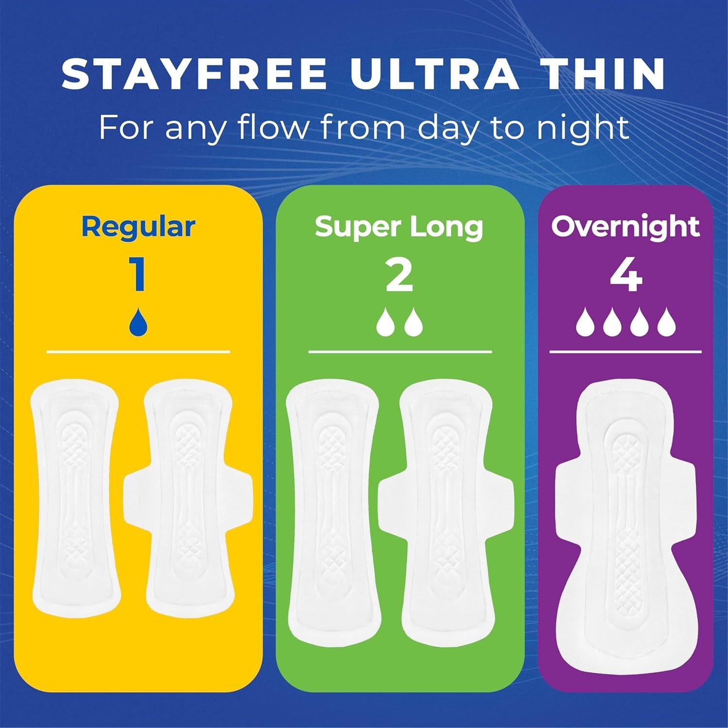 Stayfree Ultra Thin Overnight Pads 40 Count (Pack of 3), With Wings