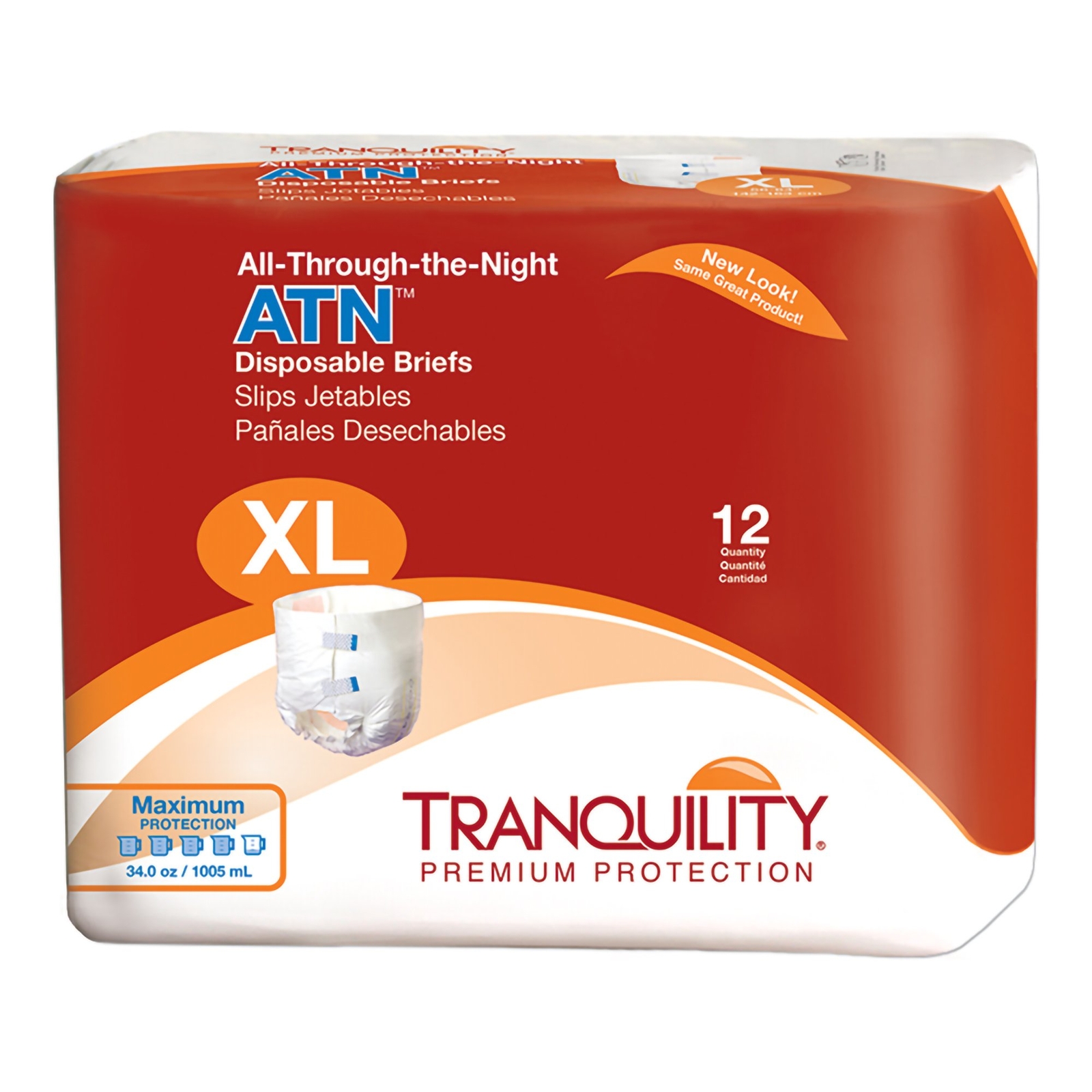 Tranquility ATN Incontinence Brief XL Overnight 2187 Heavy 72 Ct