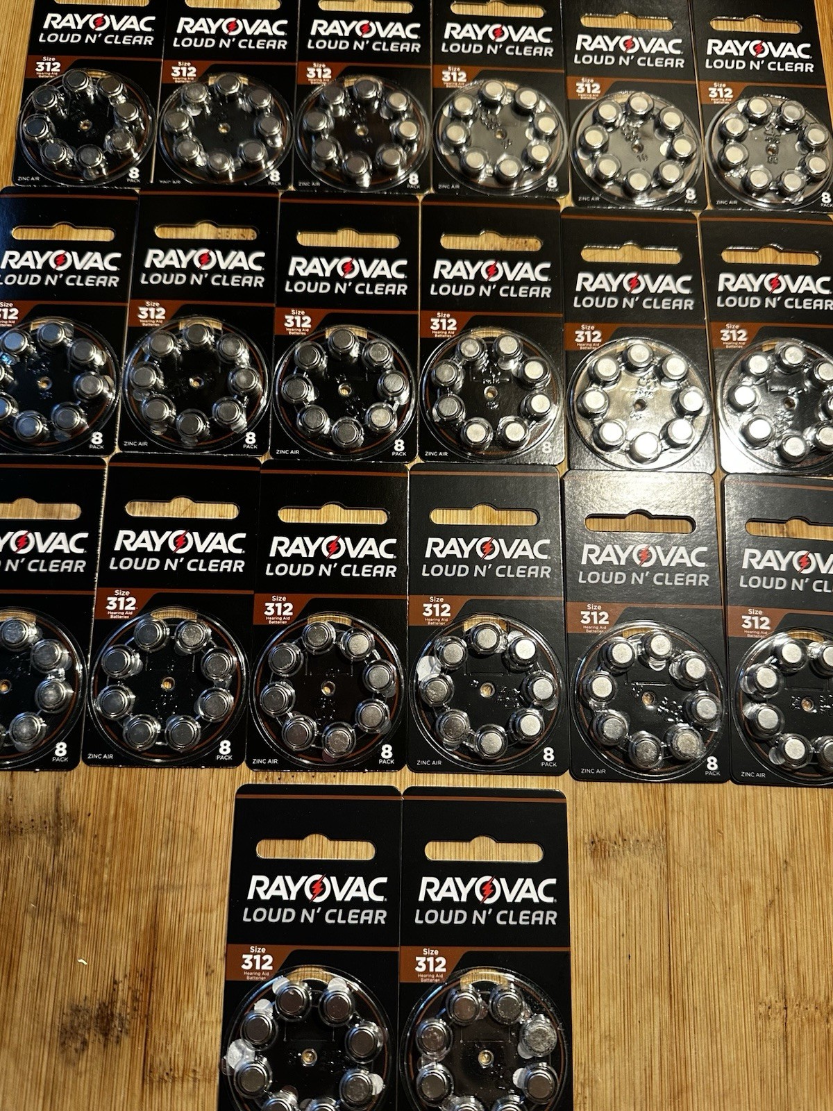 Rayovac 312 Hearing Aid Battery 20 Packs x 8 =160 Batteries See Description NIB