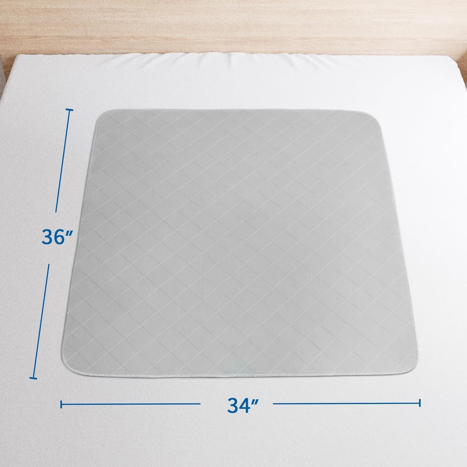 Washable Waterproof Bed Pads for Incontinence 34×36 Inch Gray 2 Pack