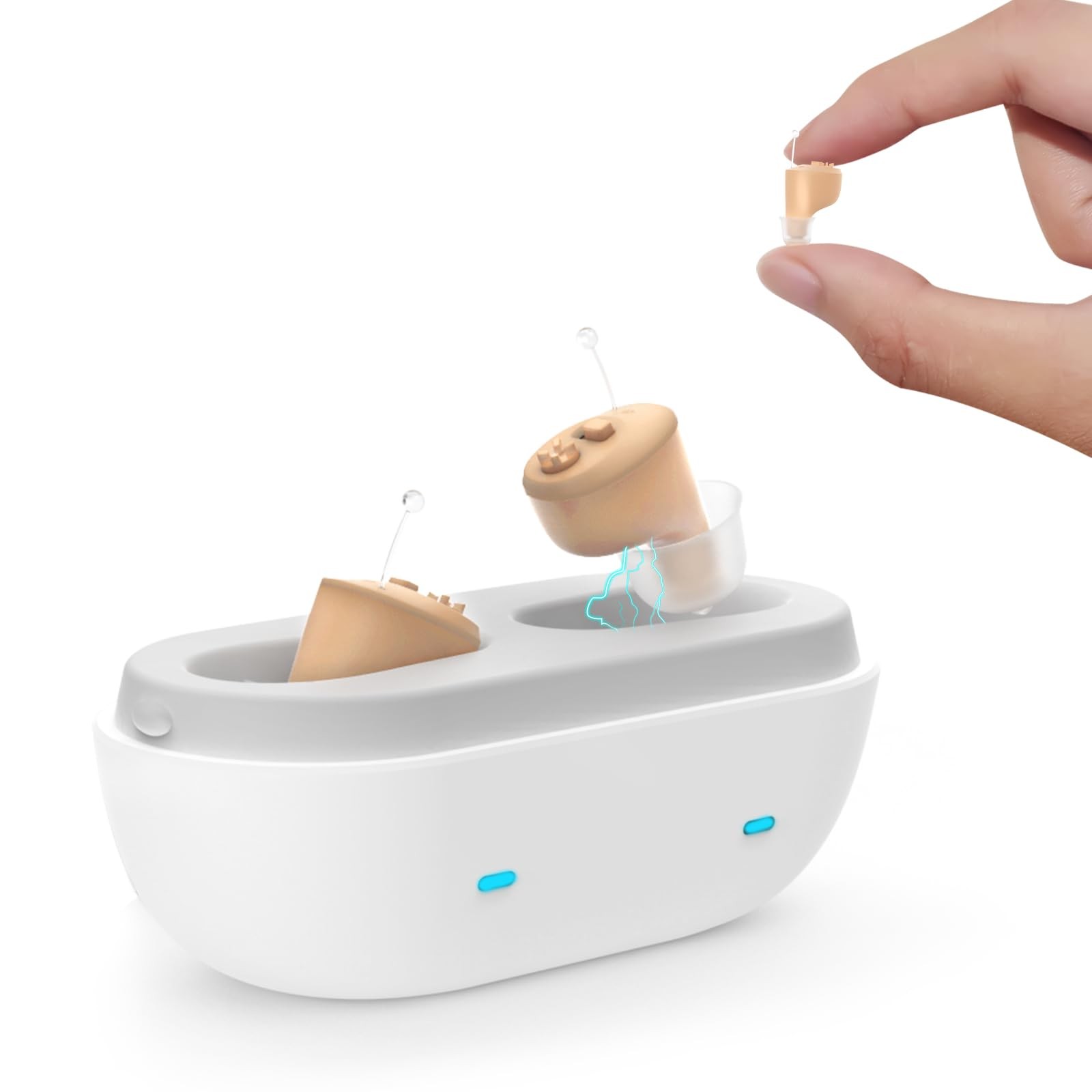 Rechargeable Invisible OTC Hearing Aids for Seniors Noise Cancelling 48H Battery