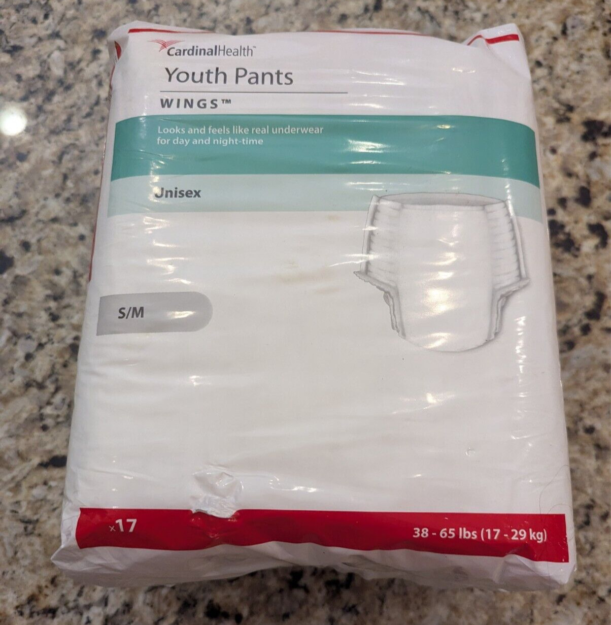 Cardinal Health Youth Pants Pull Up Diaper for Kids size S/M (38-65 lbs) 17 ct