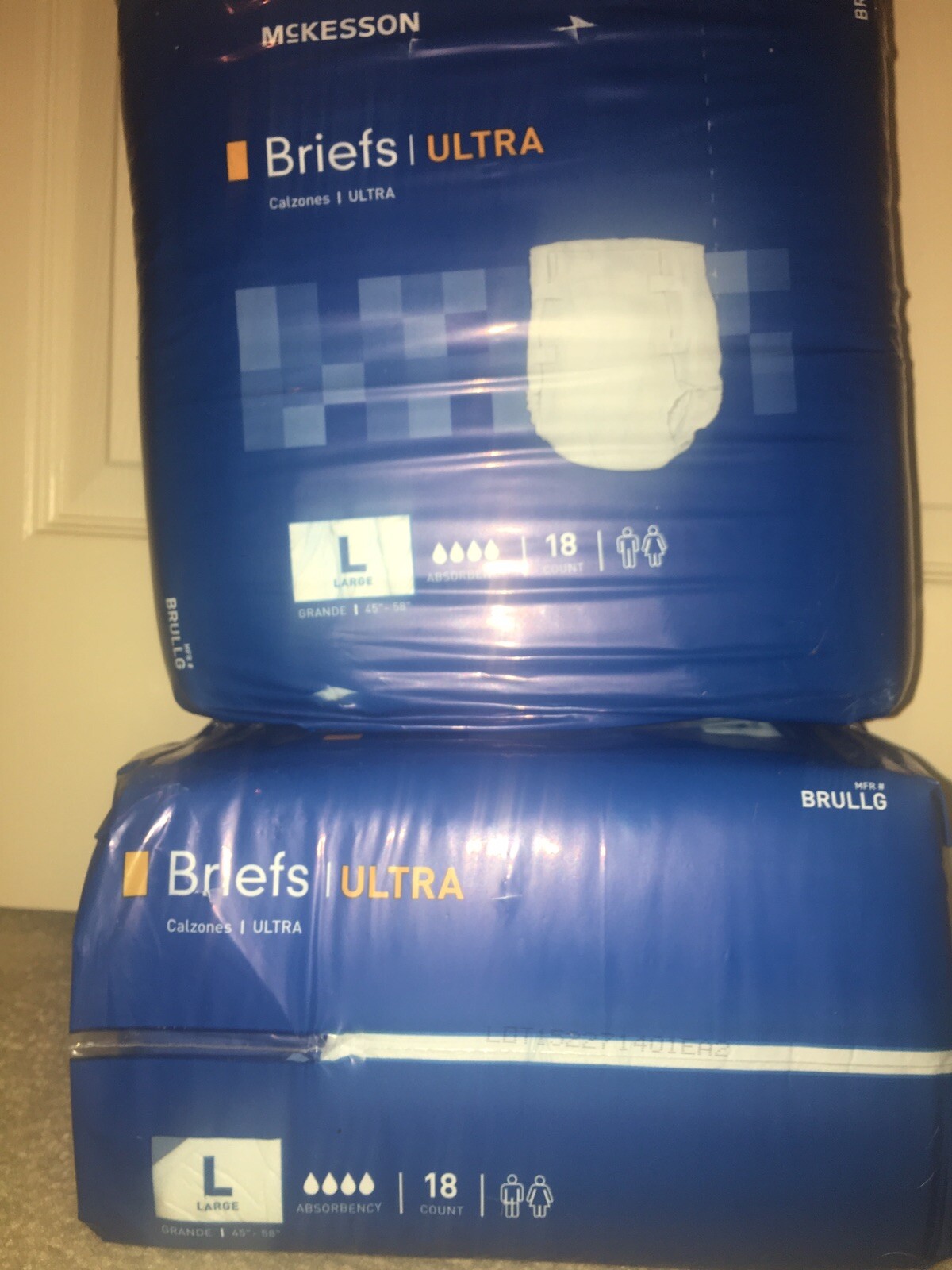 (Lot Of 2) Mckesson Briefs Ultra Large 45-58. Two Packs Of 18