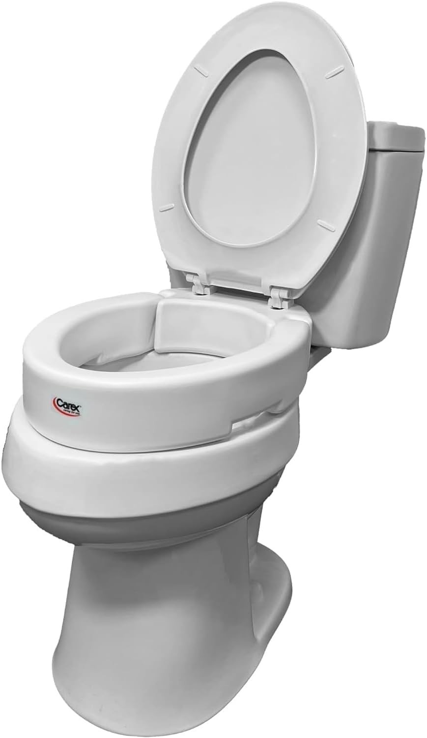 Carex Hinged Elongated Raised Toilet Seat Riser Adds 3.5 Inches 300LB (1575)