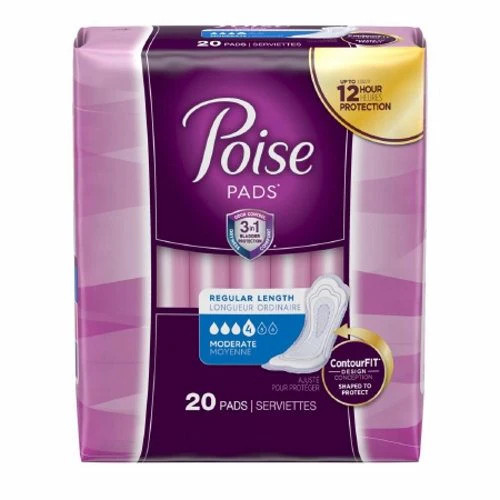 Bladder Control Pad Poise 10.9 Inch Length Moderate Absorbency Polyacrylate Core
