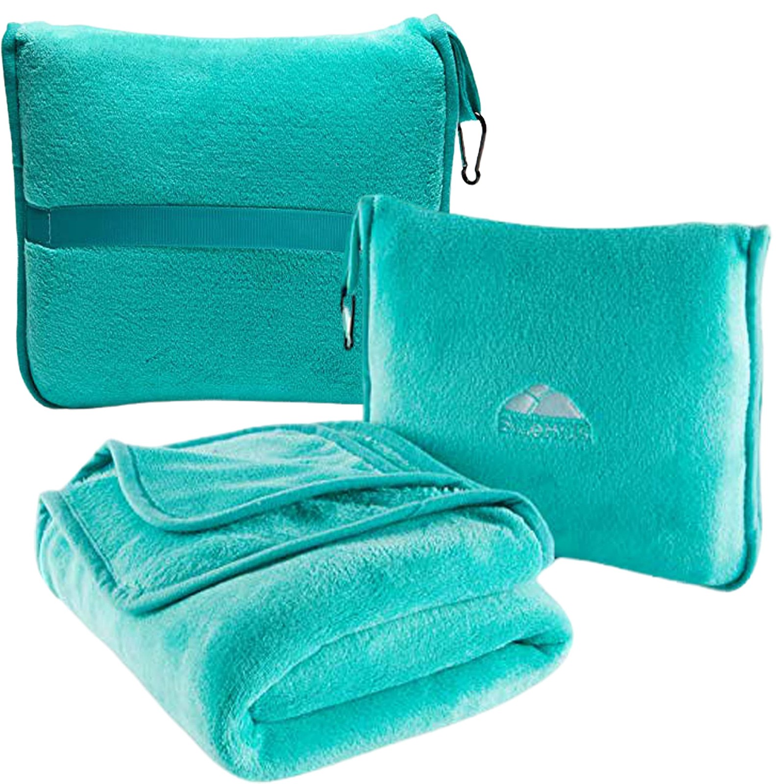 BlueHills Premium Soft Travel Blanket Pillow Airplane Travel, Teal-1pk-t006
