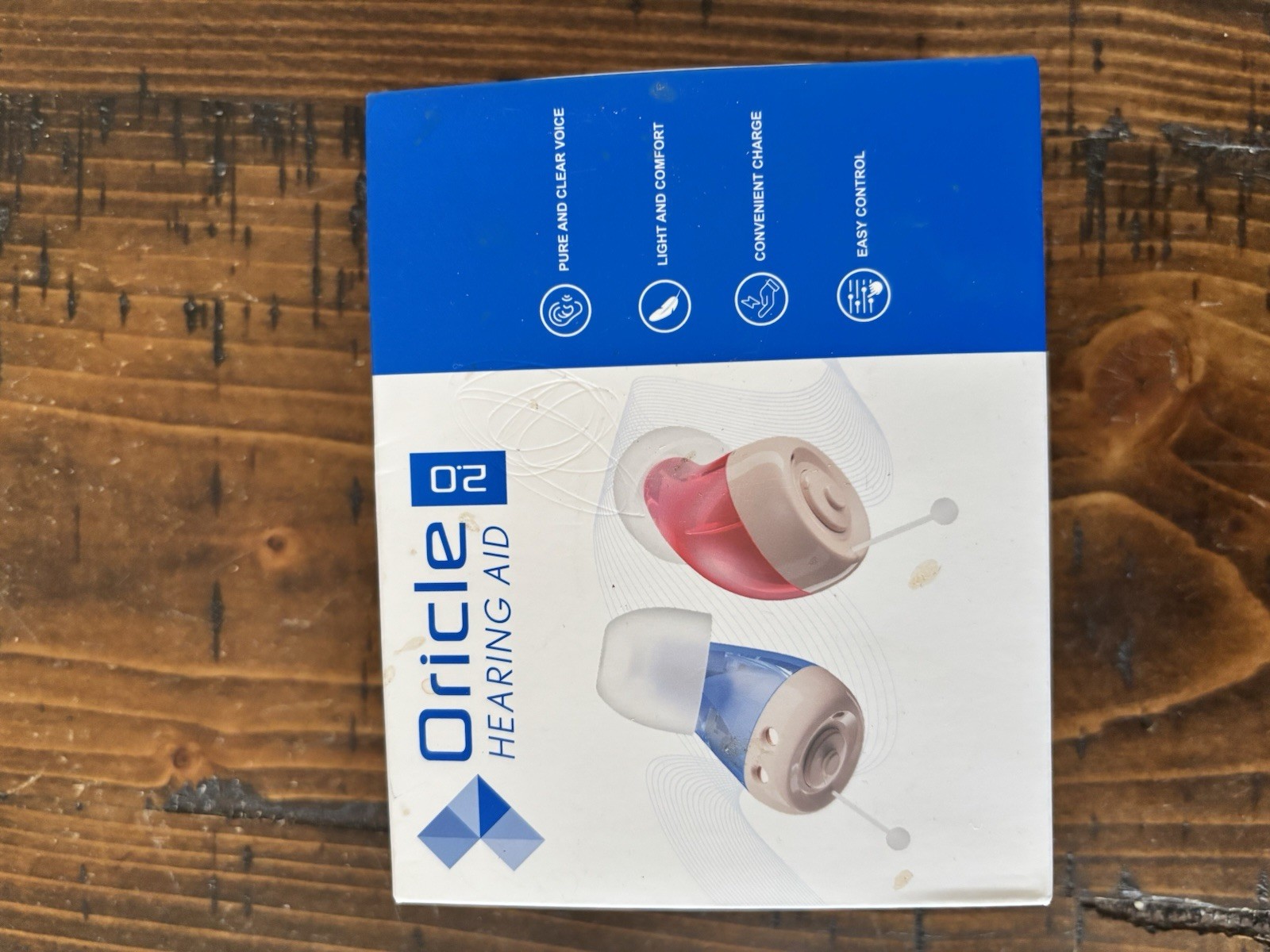 Oricle Hearing Aid 2.0 ITC In-Canal Hearing Aids Blue/Red Pair Both Ears