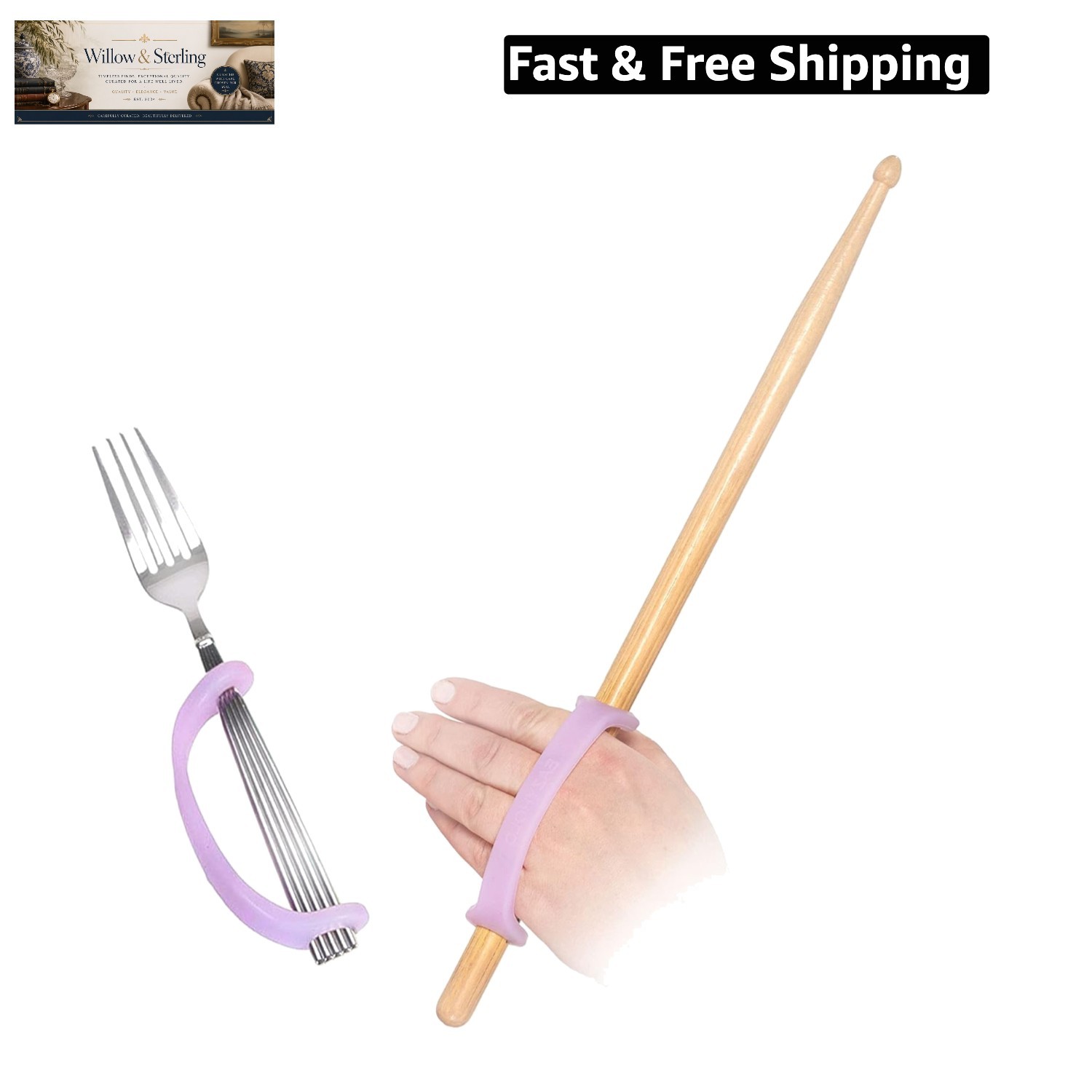 Lavender Silicone Assistive Universal Cuff, Hand Grip Device for Limited Mobi…