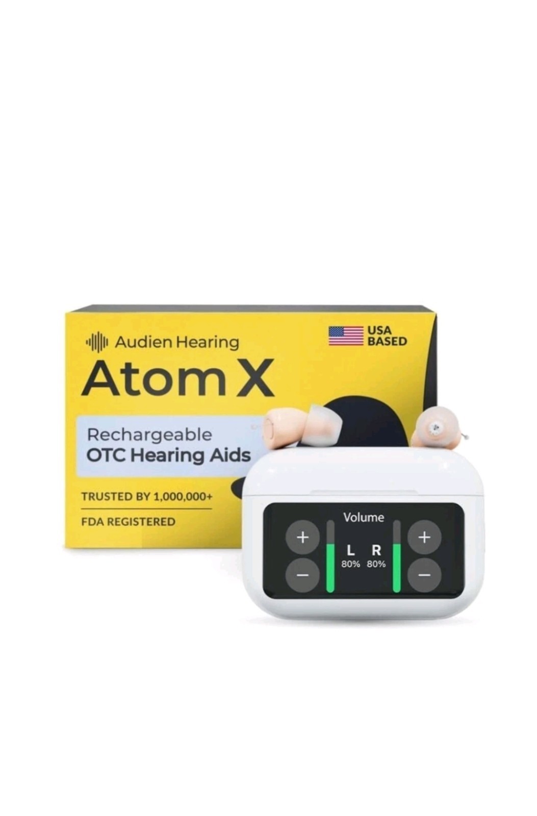 Audien Atom X OTC Rechargeable Hearing Aids Bluetooth UV Clear Sound Assist New