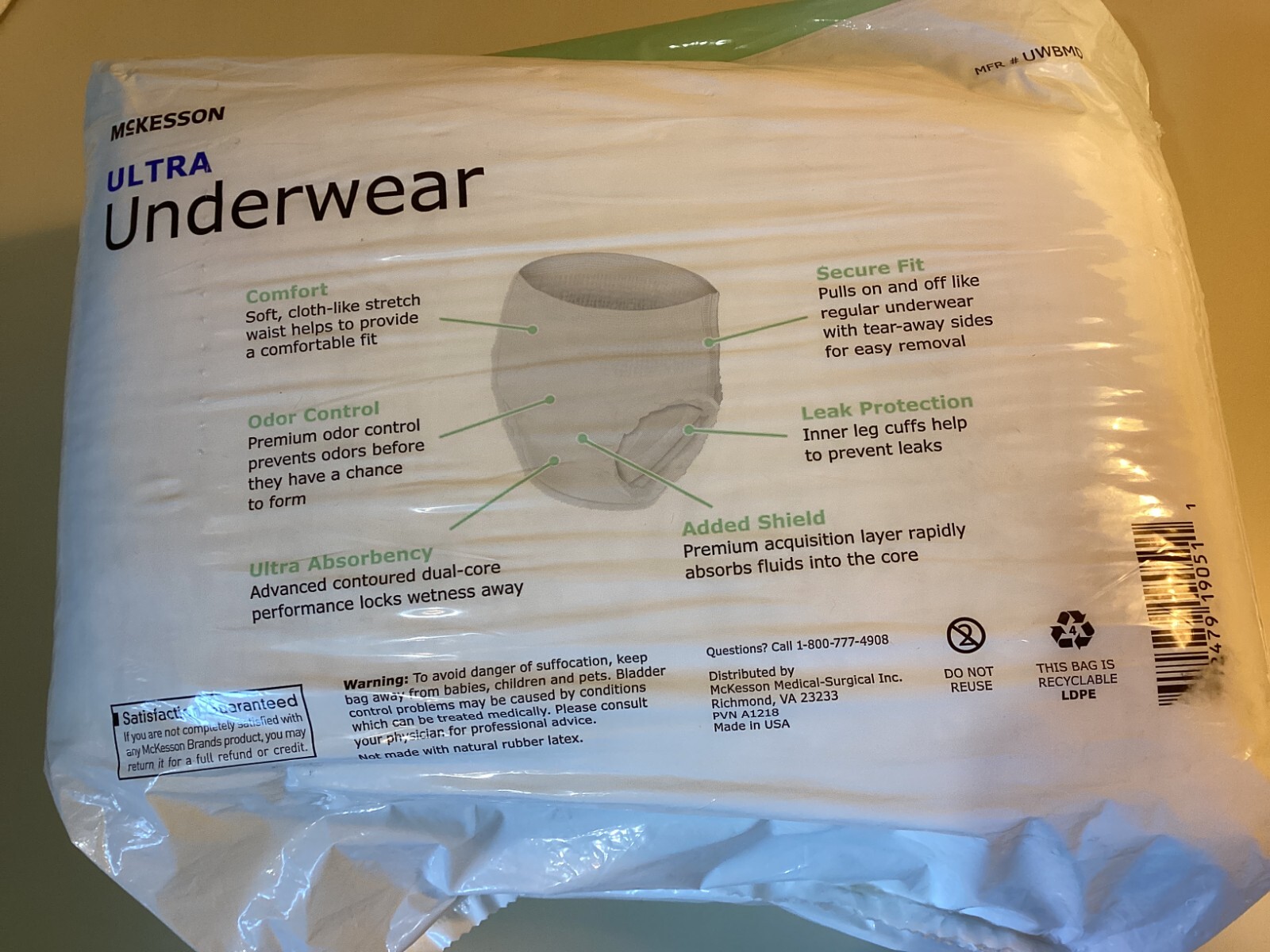 McKesson Ultra Underwear Disposable Diapers Size Medium Heavy Absorbency 20 ct