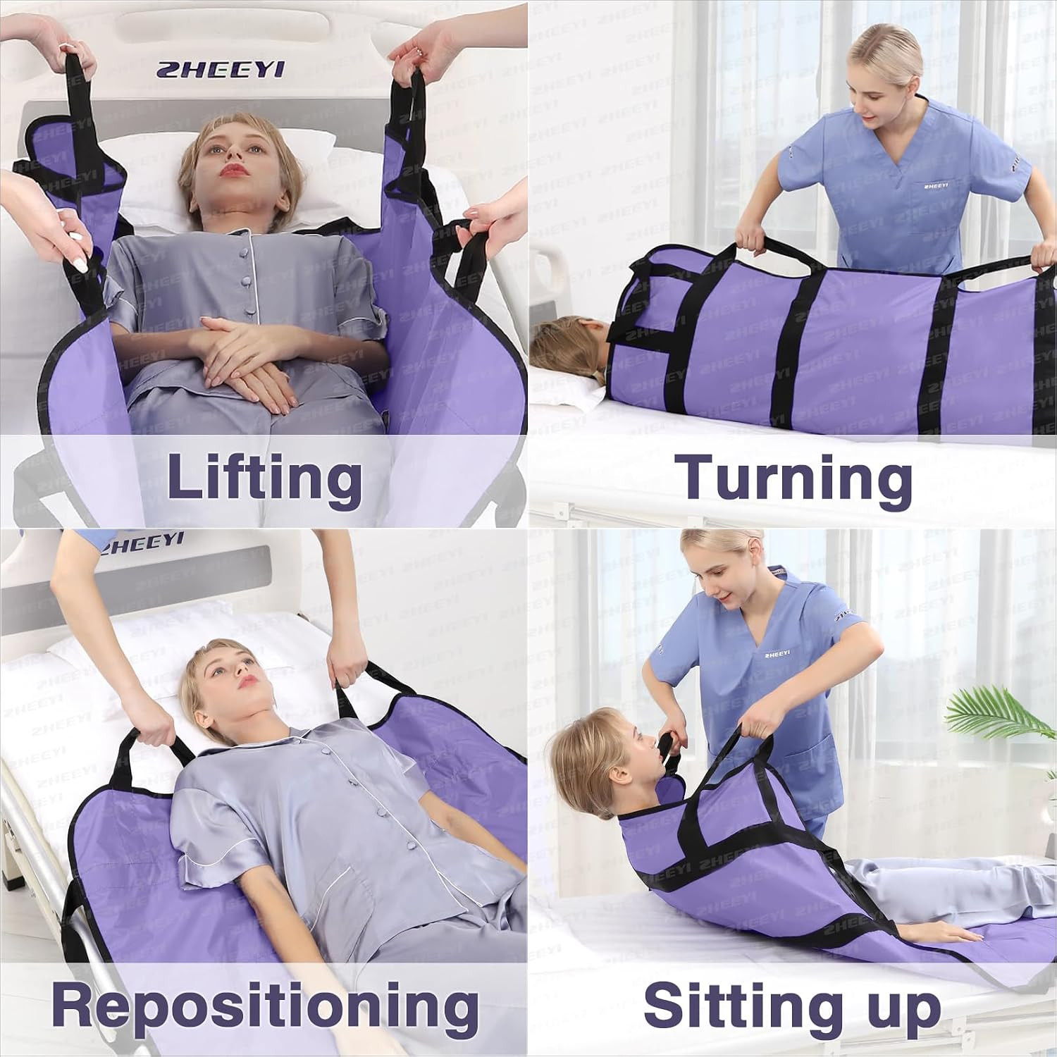 Bed Positioning Pad with Reinforced Handles 63″ X 40″ Washable Patient Transfer