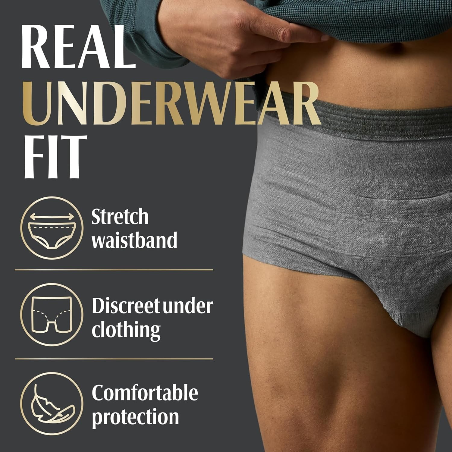 Depend Real Fit Men’s Maximum Absorbency Incontinence Underwear, 52 Count, XL