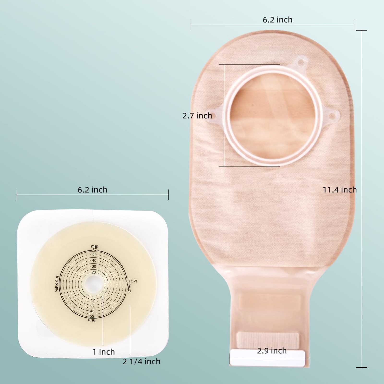 21 pcs ostomy Supplies colostomy Bags- Two Piece Ostomy Drainable Pouches wit…