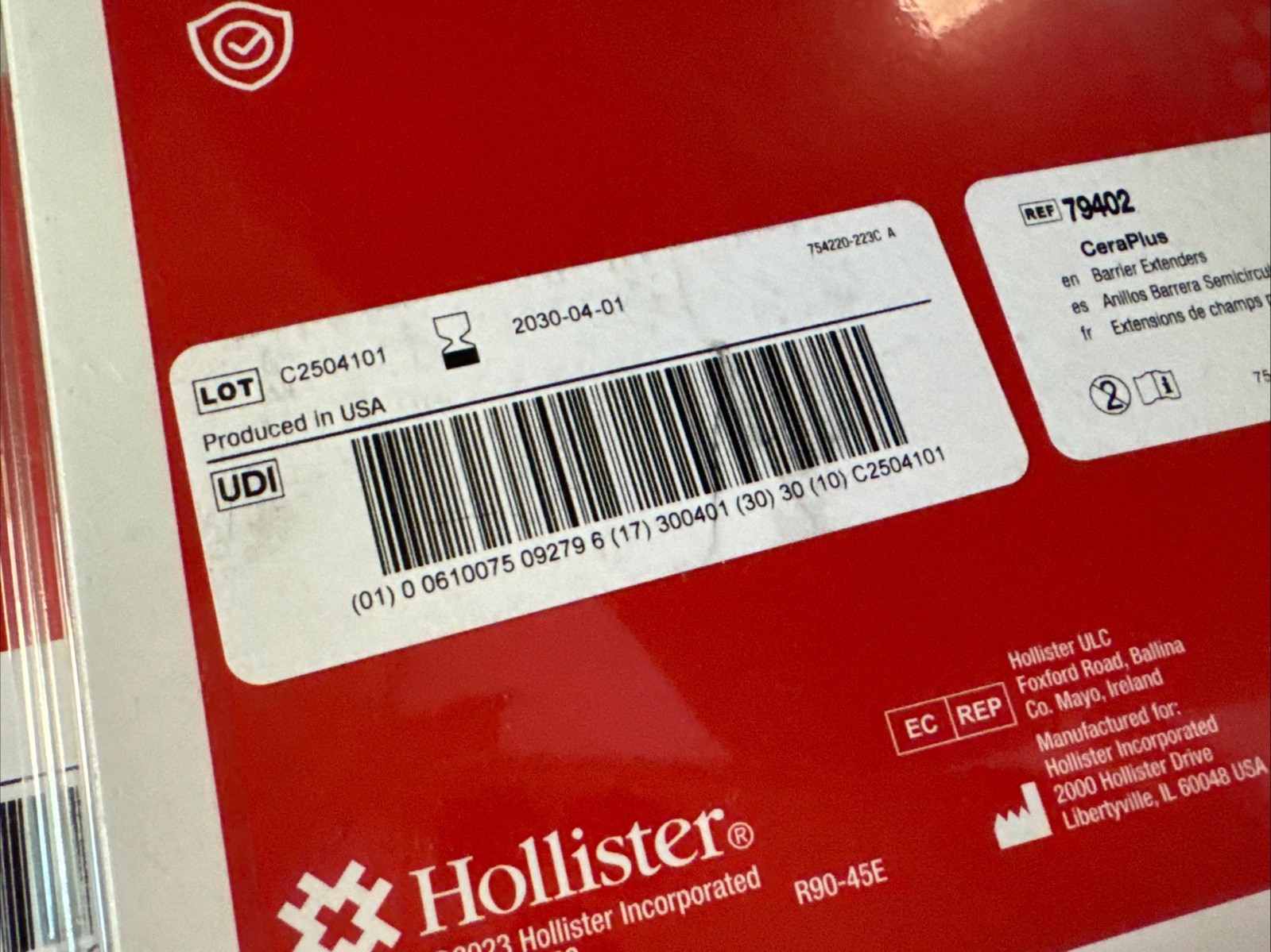 4 pack Hollister CeraPlus # 79402 Barrier Extenders Exp 2030 – 30 piece per pack