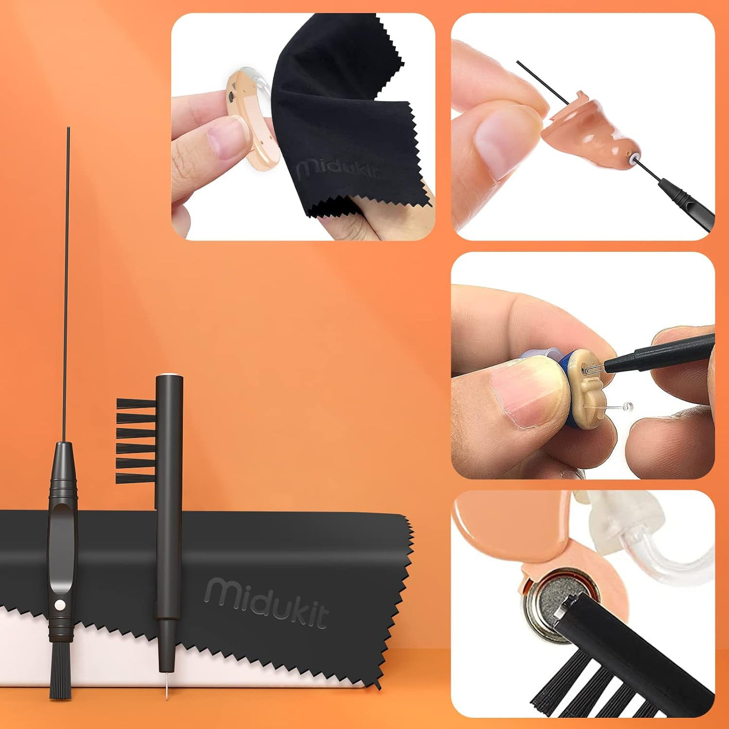 Hearing Aid Cleaning Kit with Cleaning Wipes – Hearing Aid Cleaning Tools Includ