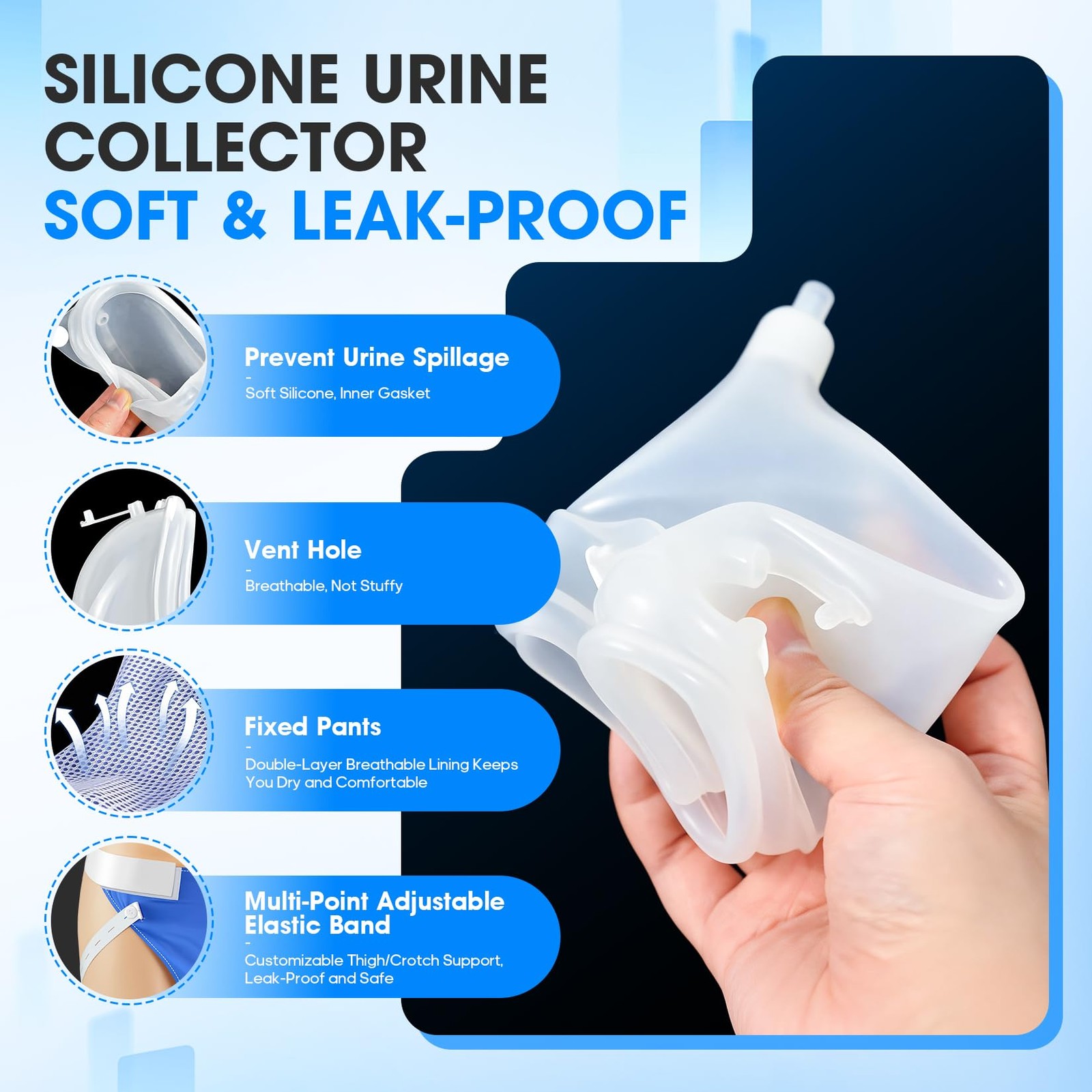 Wearable Reusable Silicone Urine Collector,Portable Urine Drainage Device wit…