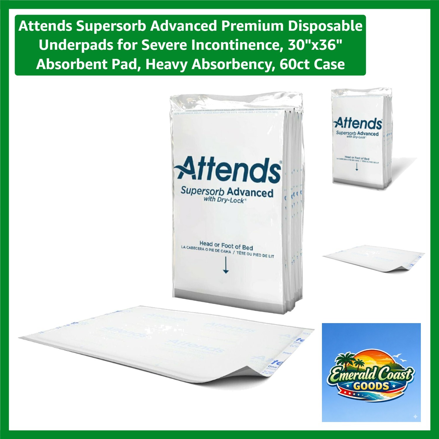 Supersorb Advanced Disposable Underpads for Severe Incontinence, 30″x36″ Abs…