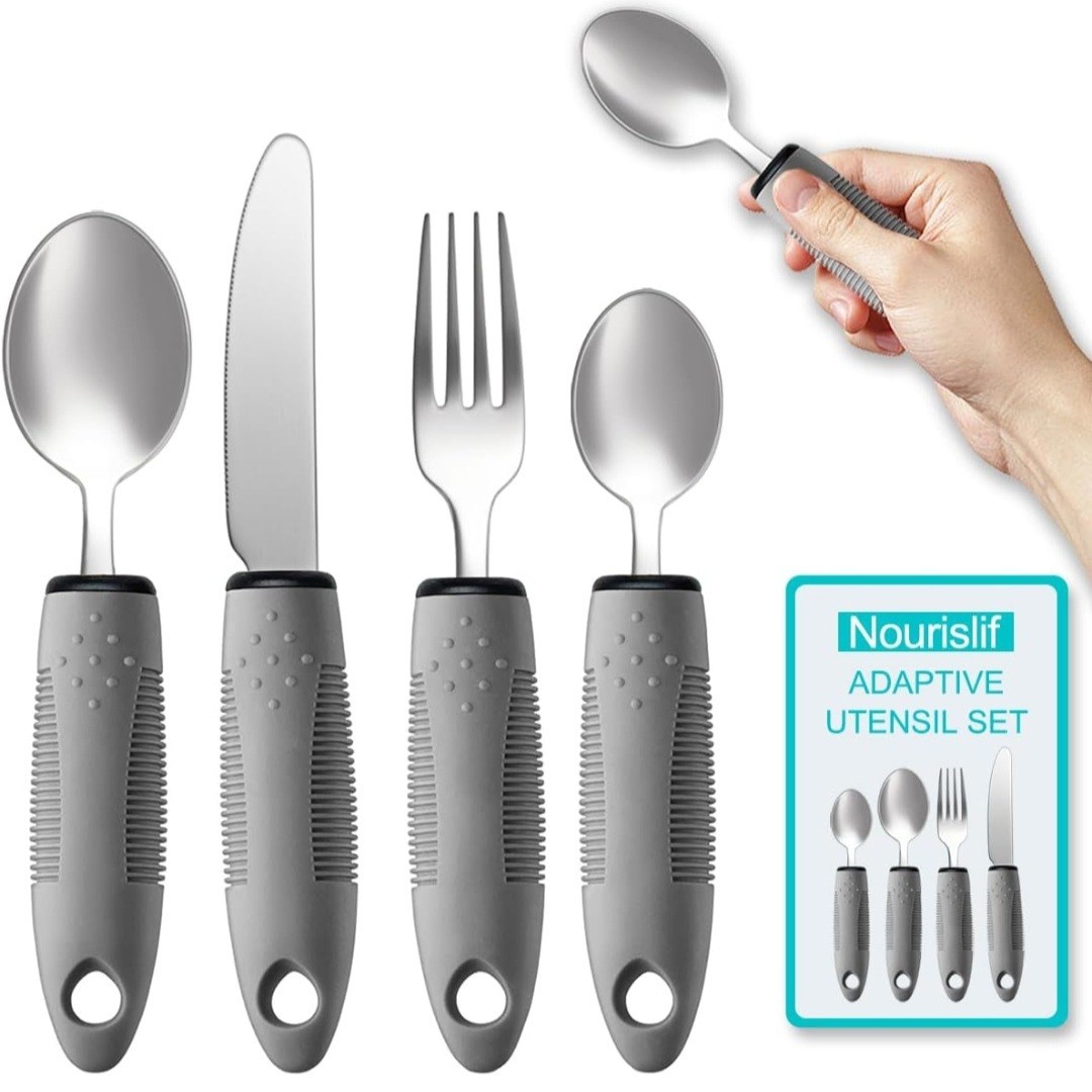 Weighted Adaptive Utensil Set 4PCS Arthritis Parkinson’s Elderly Easy Grip