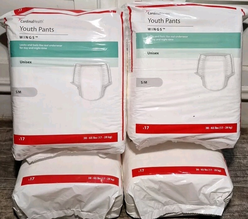 Lot of 4 Cardinal Health Youth Pants, Unisex, Small/Med 38-65 lbs 17 Pair =68