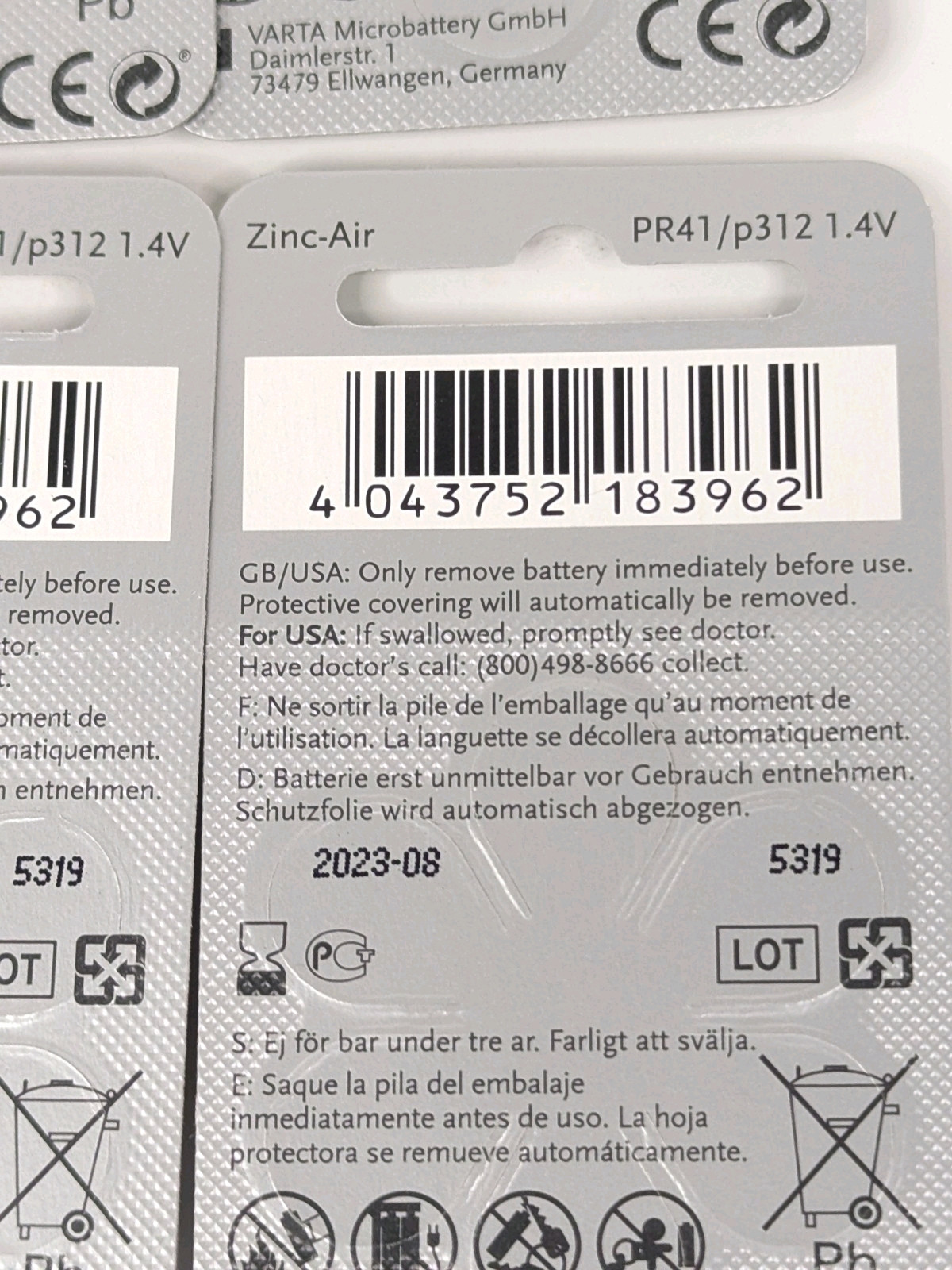 Power One Zinc Air High Level Hearing Batteries 48 Count PR41/P312 1.4V 08/23