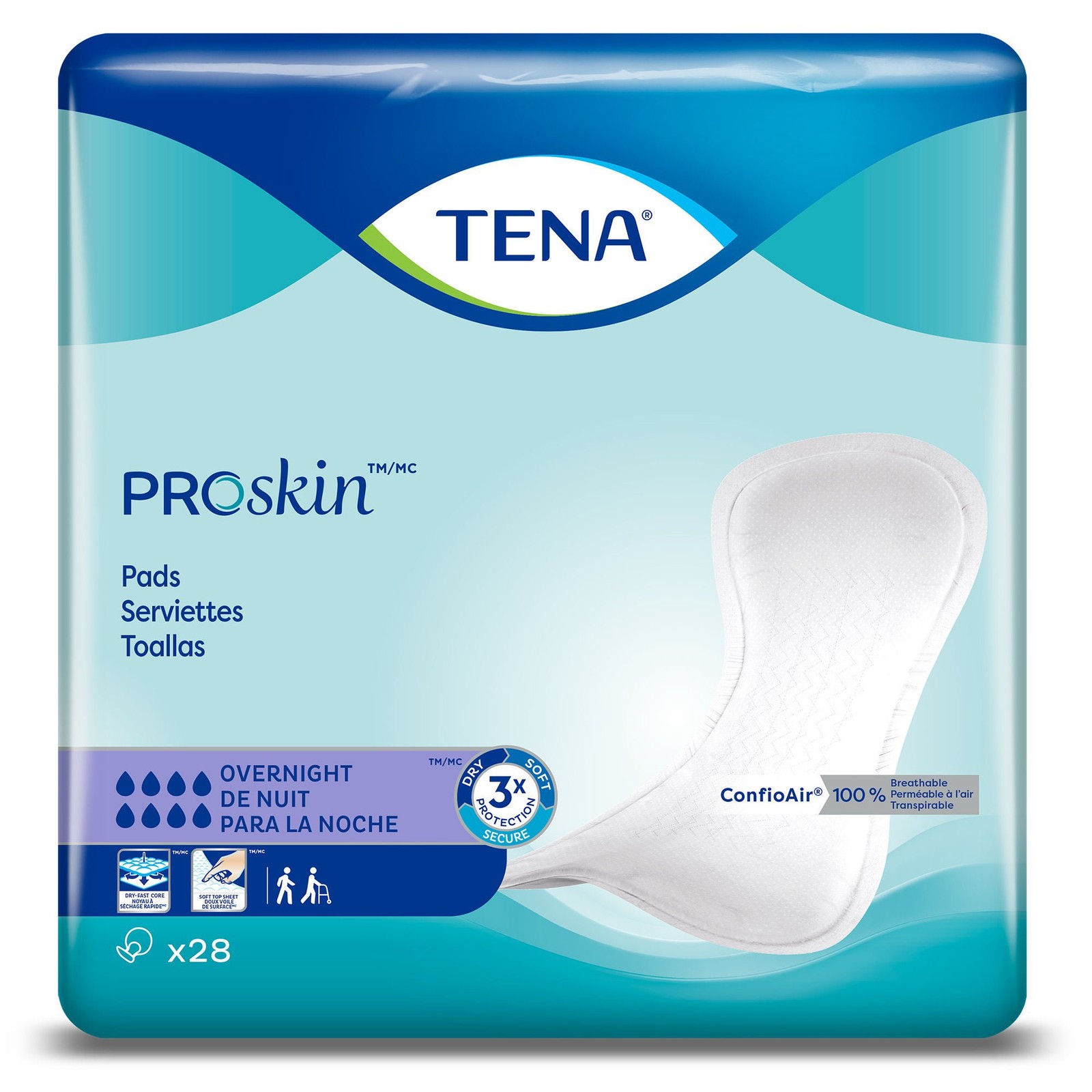 TENA ProSkin Overnight Unisex Incontinent Pad Overnight 16″ L 47809 84 Ct