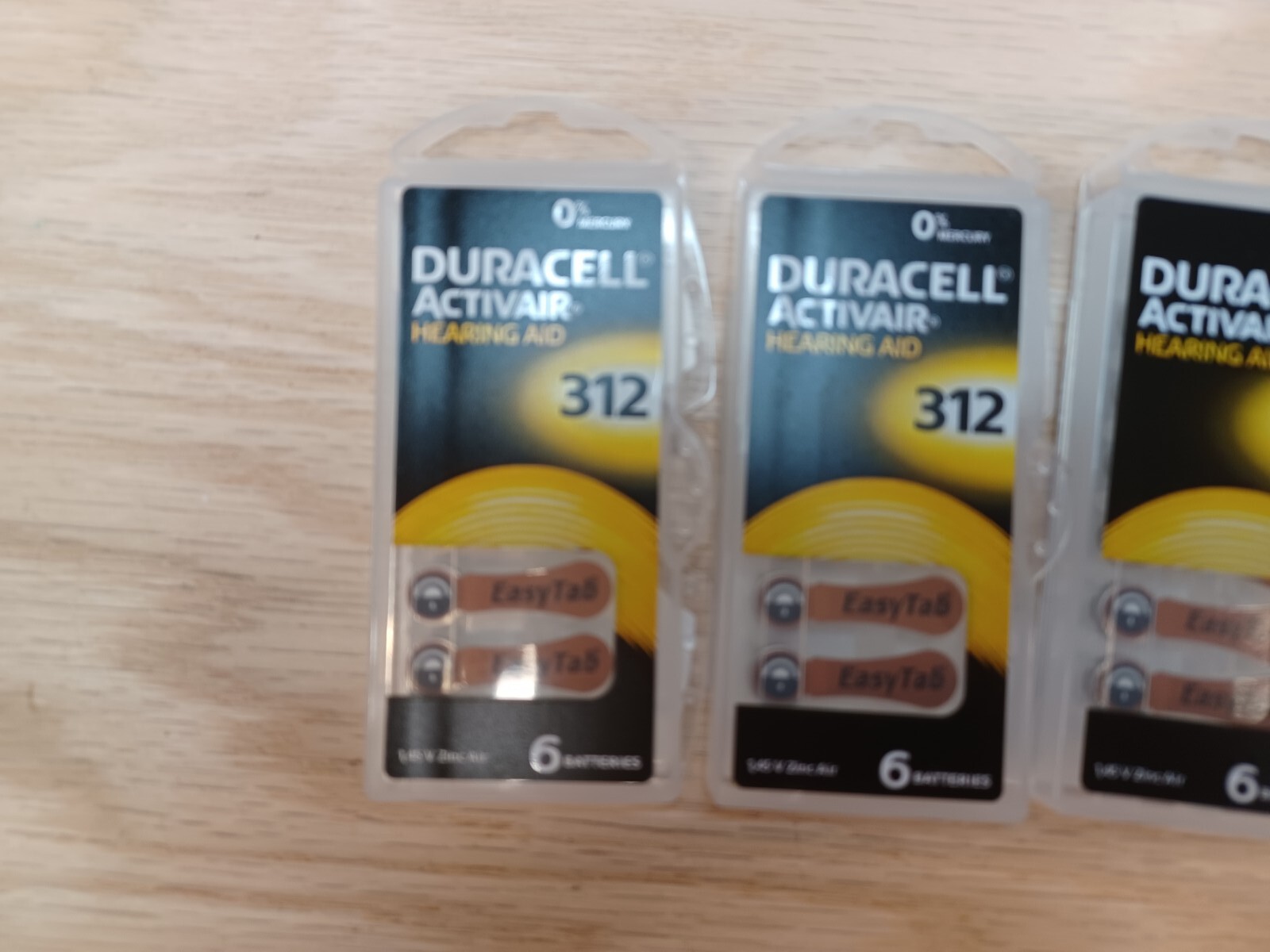 2 Duracell ActivAir DA312 Hearing Aid Batteries – Size 312, Pack of 6