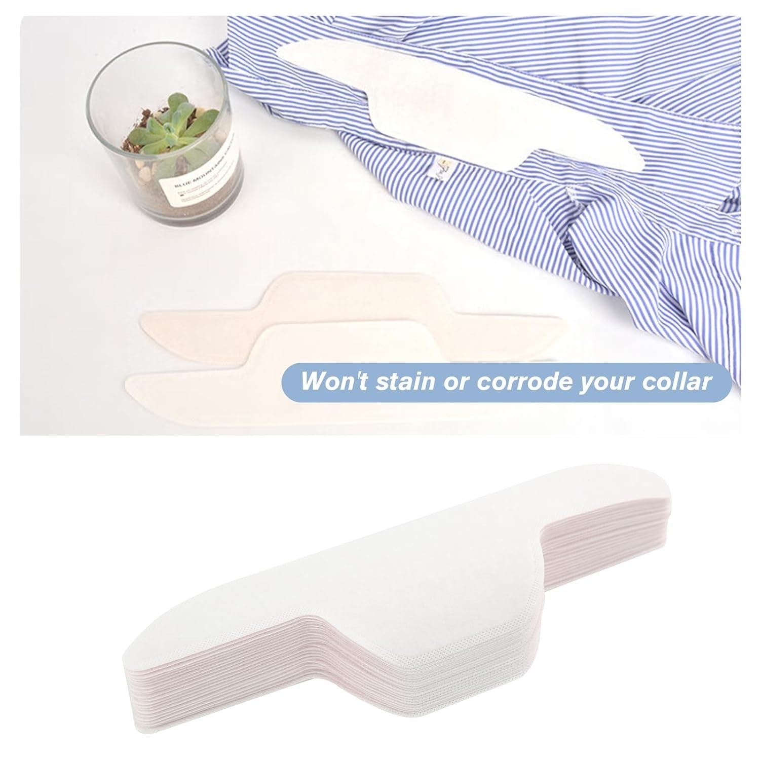 Invisible Disposable Collar Sweat Pads – 80 Pack Antiperspirant Liner Stickers