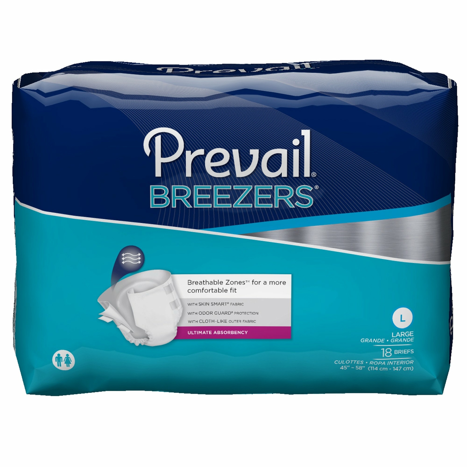 Prevail Breezers Incontinence Brief L Mat Body Shape PVB-013/2 Ultimate 72 Ct