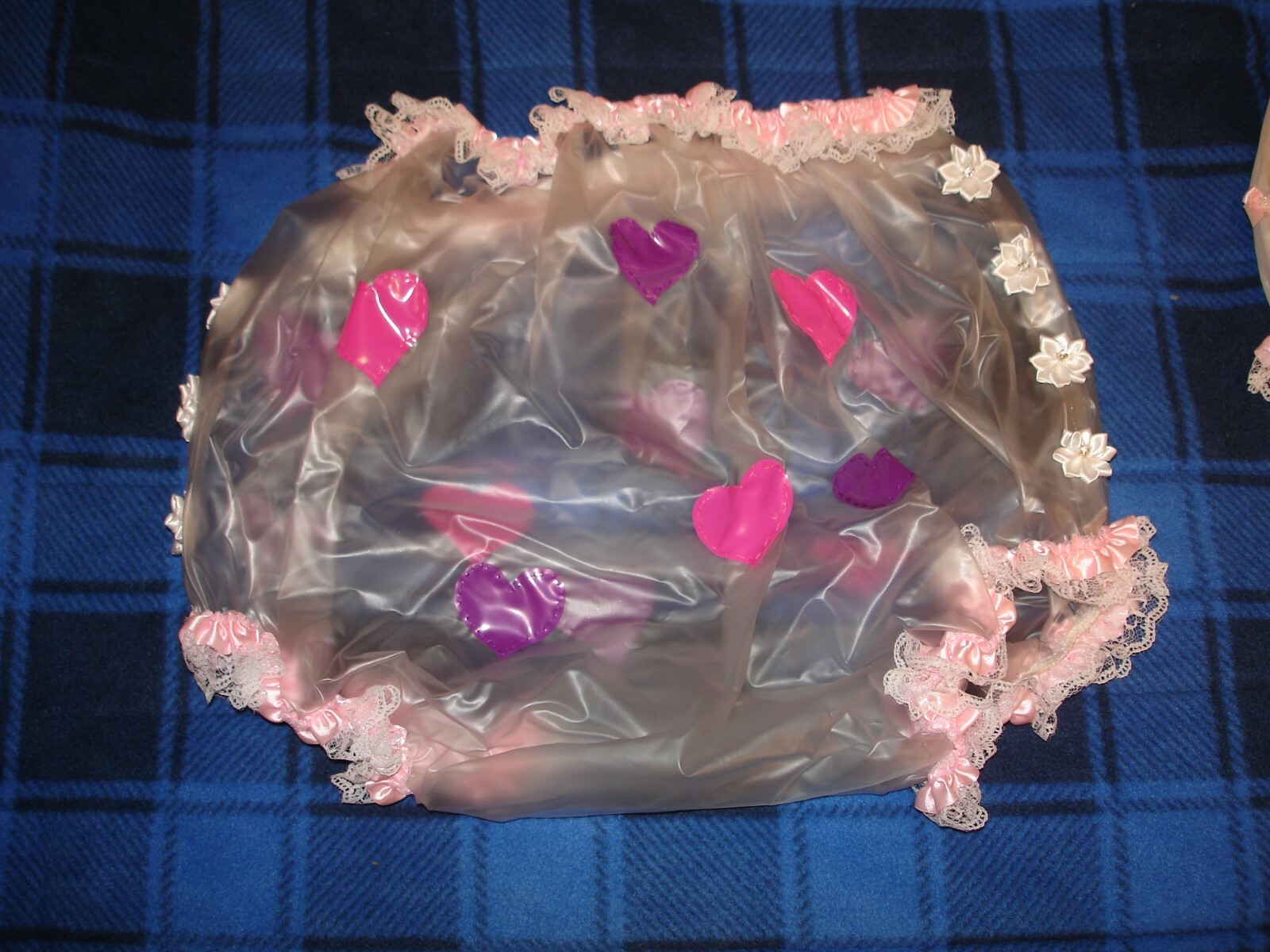 plastic pants adult size large new semi transparent custom designed 
