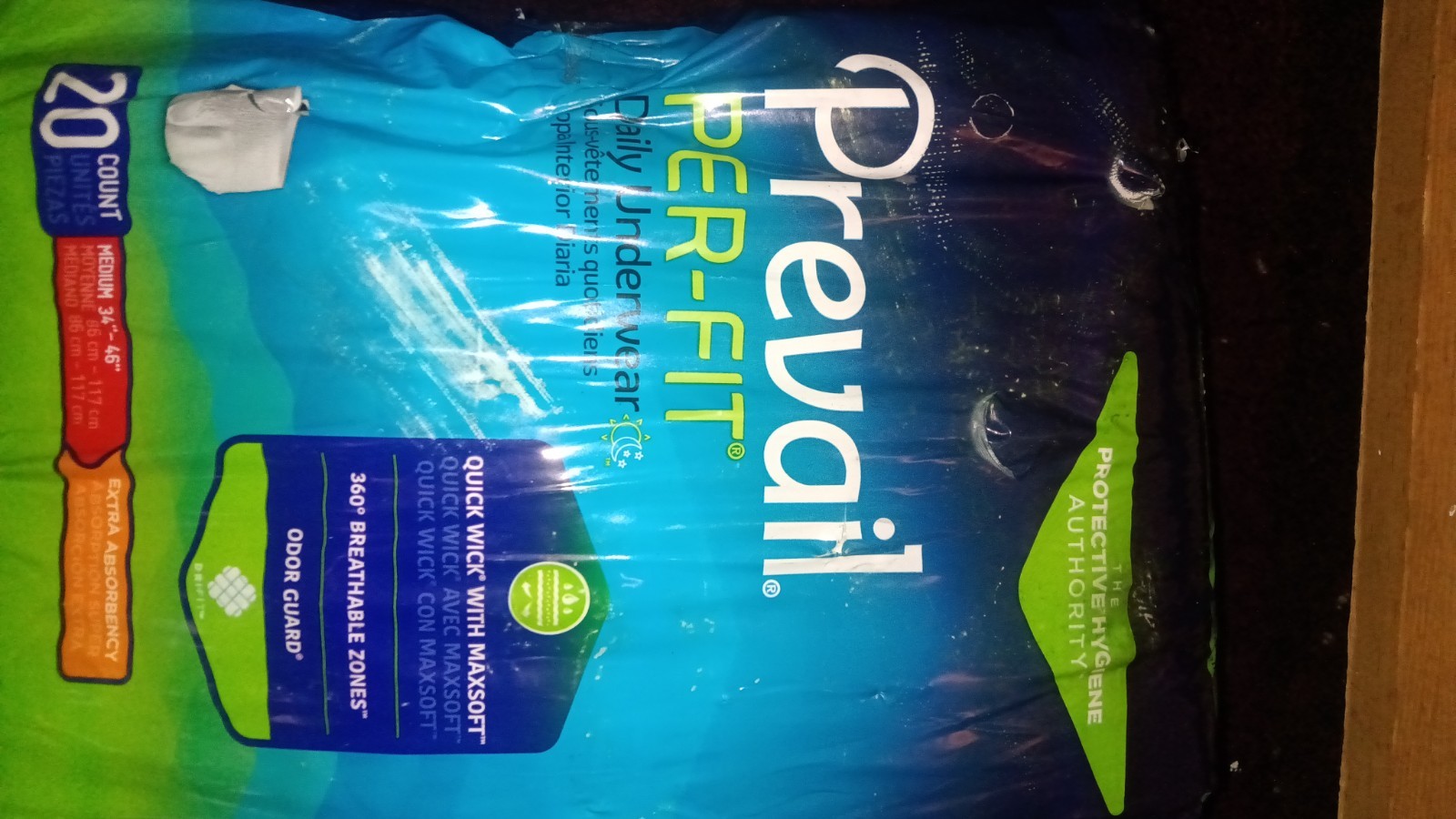 x3 packs of Prevail Per-Fit Adult Unisex Underwear-Medium-3 Bags Of 20( 60 Ct)