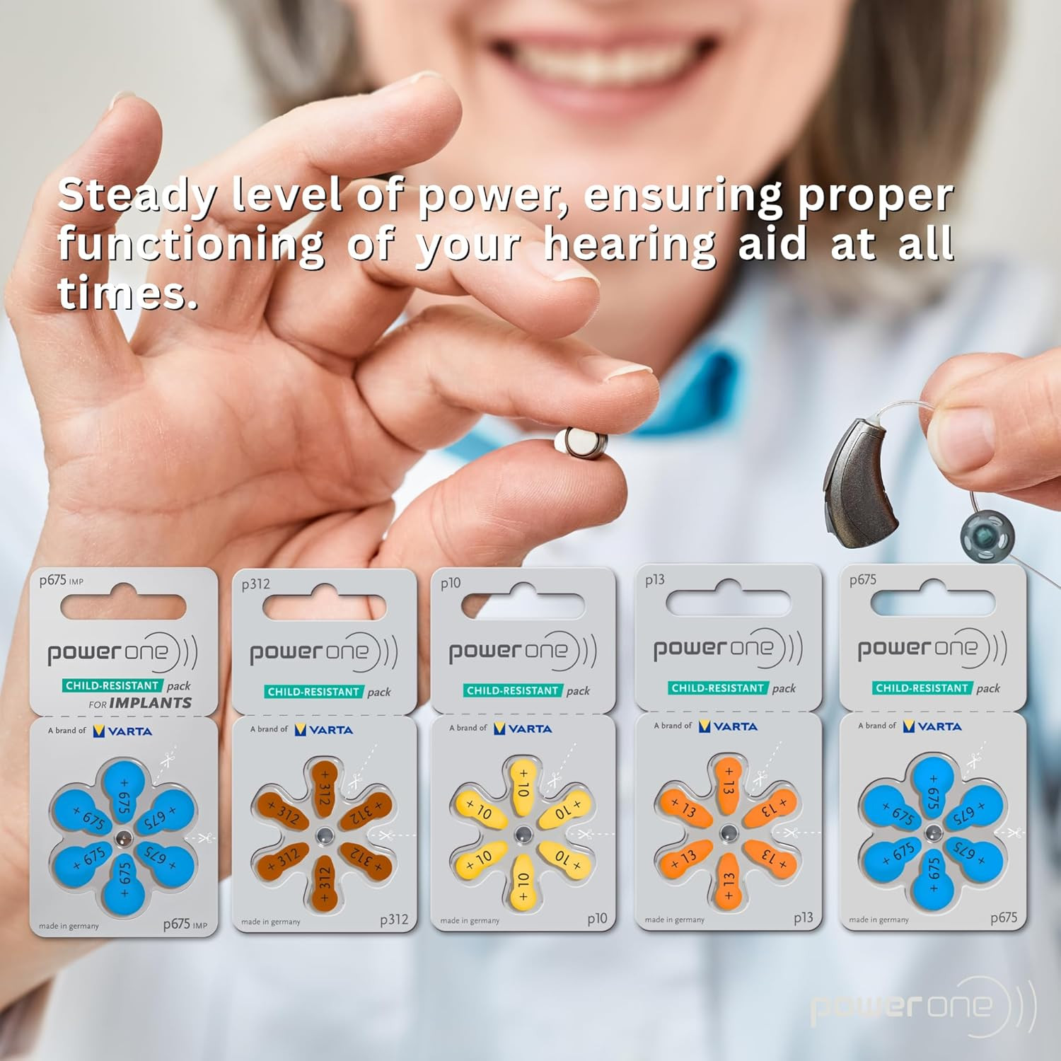 Powerone Hearing Aid Batteries No Mercury Size 312, PR41 (60 Batteries) + Batter