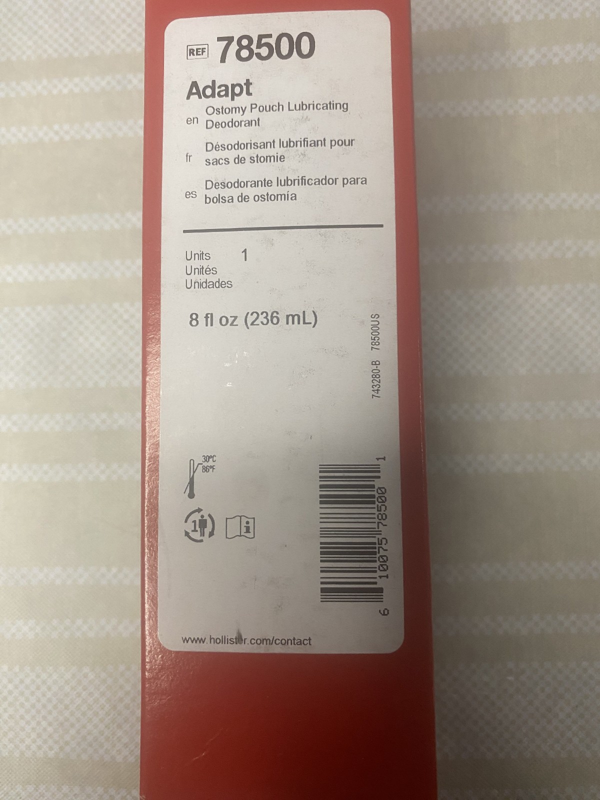 Hollister 78500 Adapt Ostomy Pouch Lubricating Deodorant, 8 oz NEW!