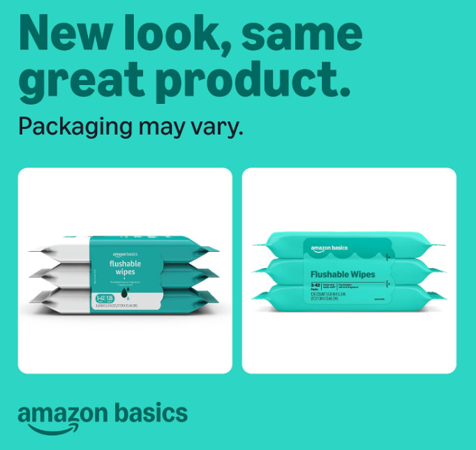 Amazon Basics Adult Wet Wipes Flushable Fragrance Free, 126 Count (3 Packs of 42