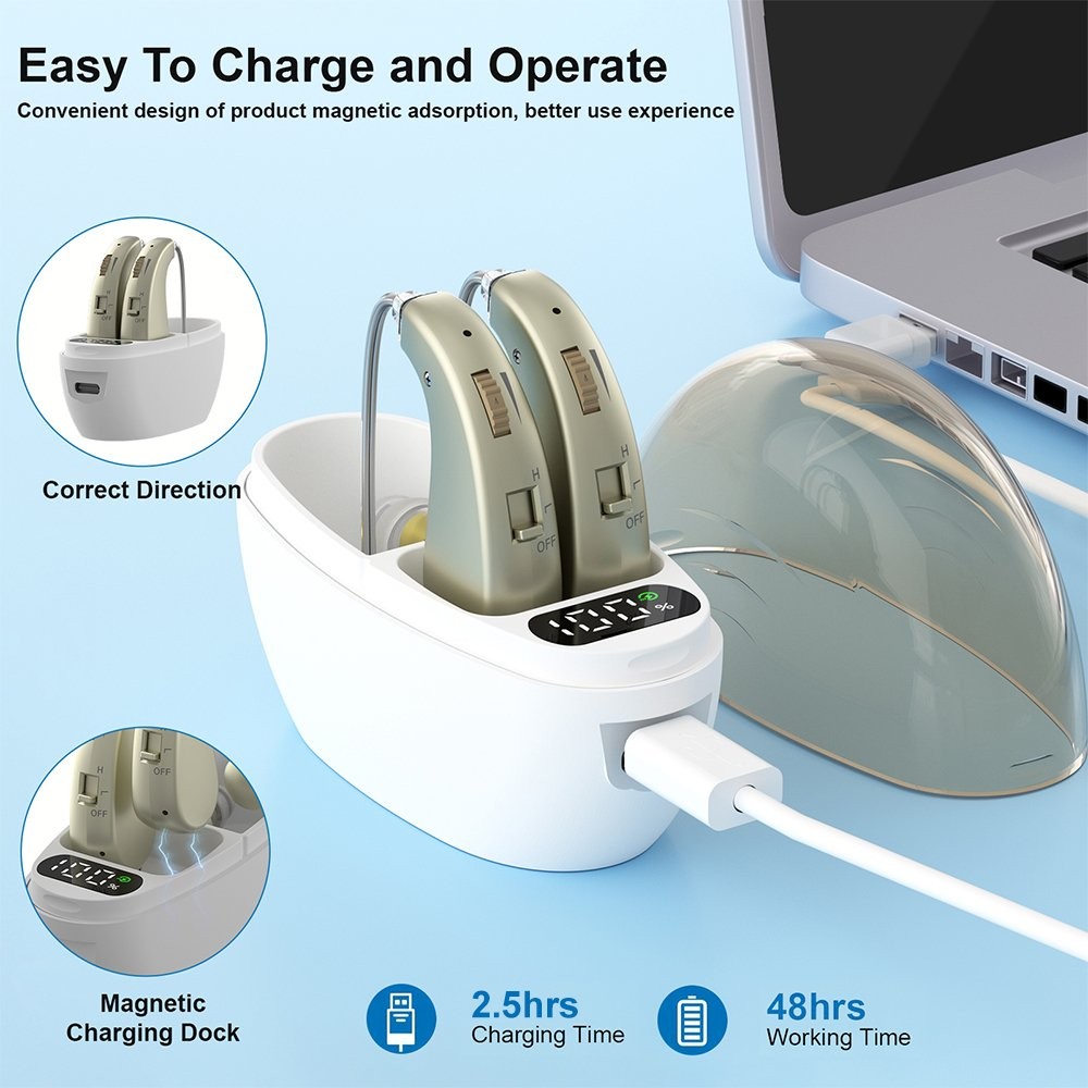 Hearing Aids Rechargeable for Seniors Hearing Aid Headphones Charging Case