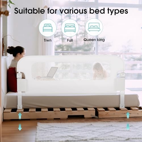 Extra Tall Bed Rail for Toddlers 70in Swing Down White