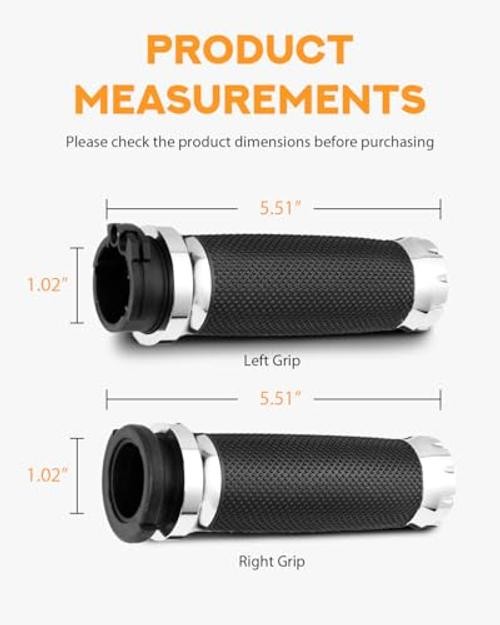 1inch Handlebar Grips, Cable Throttle Control Hand Grips Fit for Harley Chrome