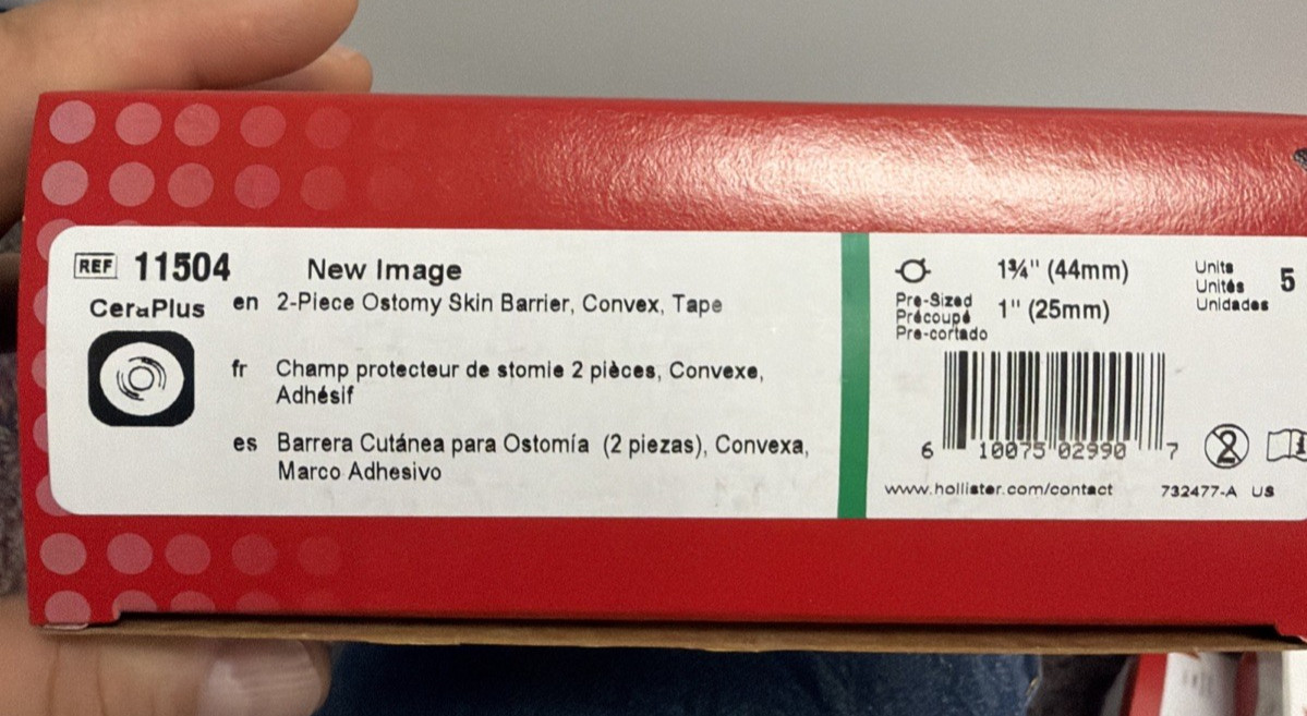 5 Hollister 11504 New Image CeraPlus 1 3/4”Flange Barrier with 1” stoma Exp 2028