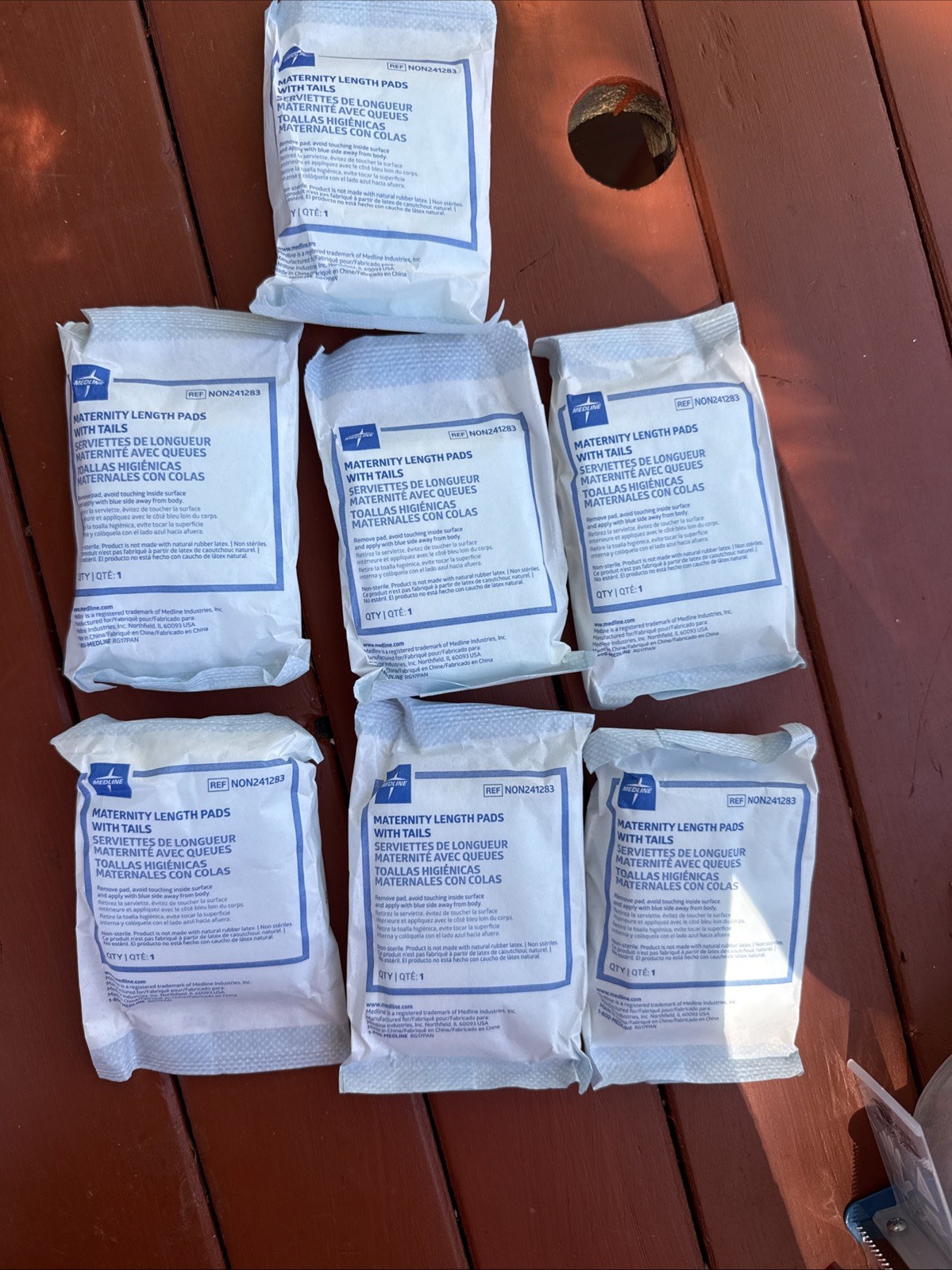 Medline Maternity Length Pads With Tails Individually wrapped Pack Of 7