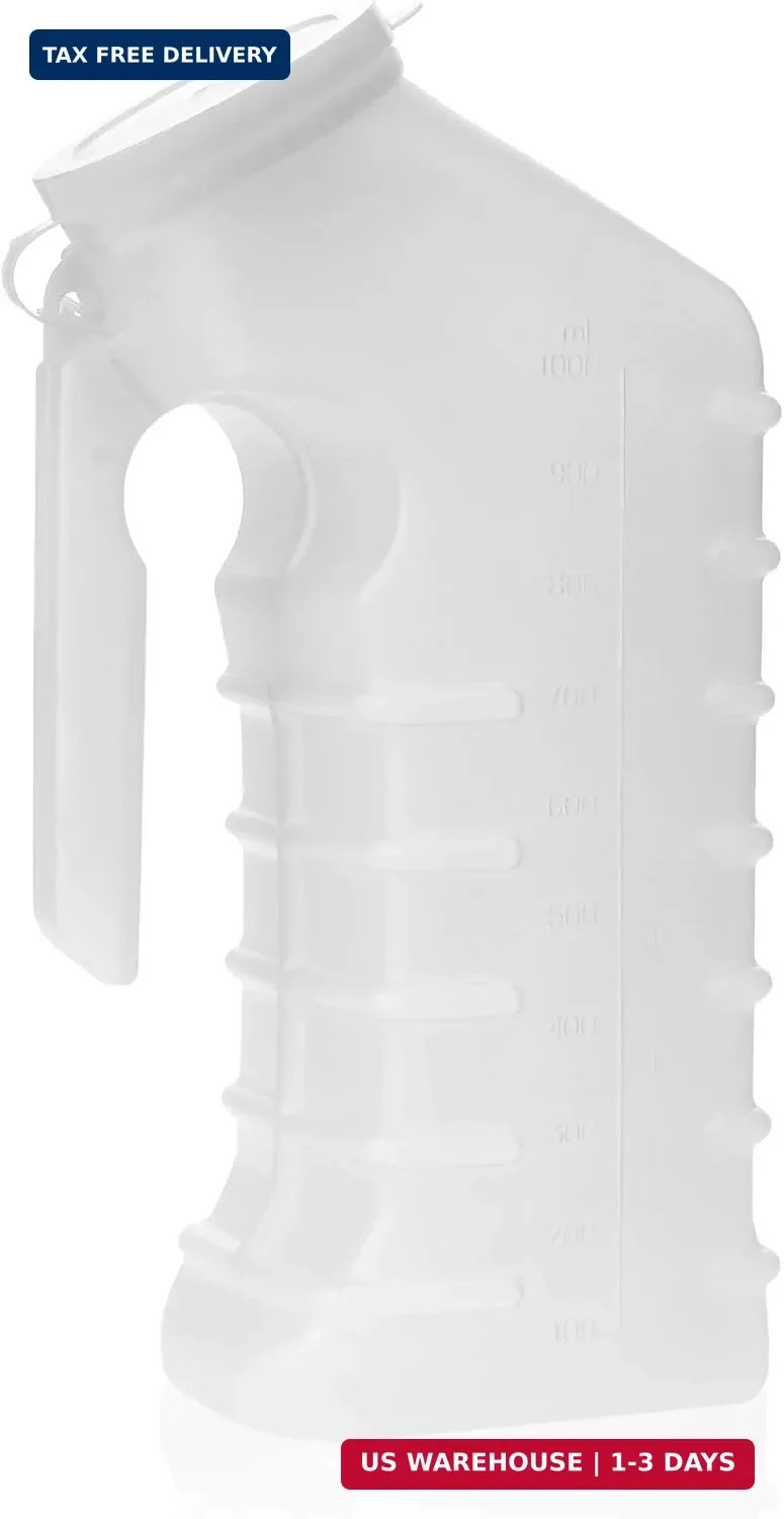 Dealmed Male Urinal with Attached Cover – Portable Urinals for Men with Transluc