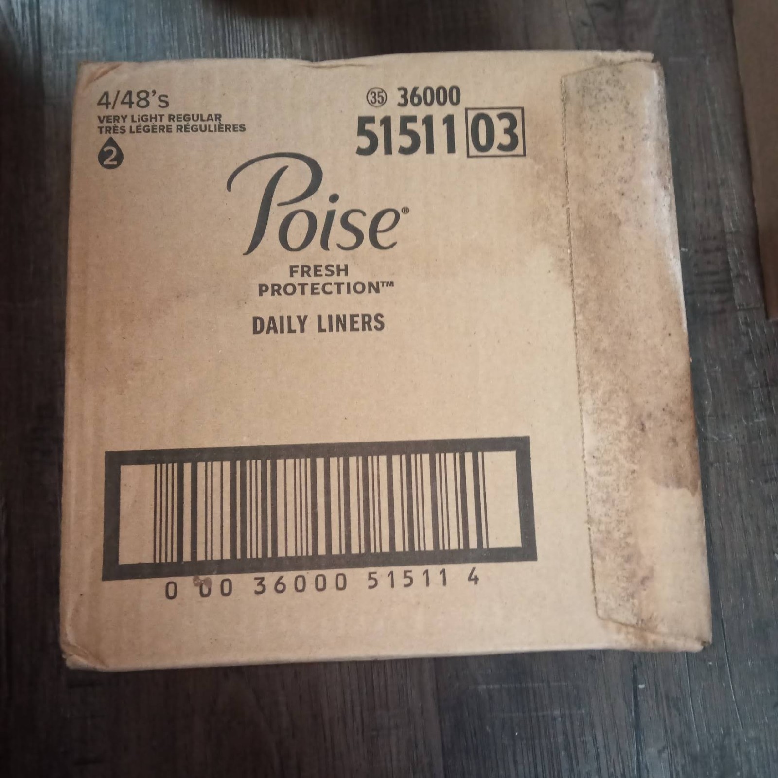 4×48 Poise Daily Liners Regular Length (2 Drop absorb) 192 Ct Packaging May Vary