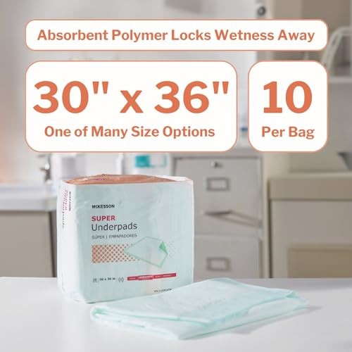 McKesson Super Underpads 30″x36″, Moderate Absorbency Bed Pads, 100ct