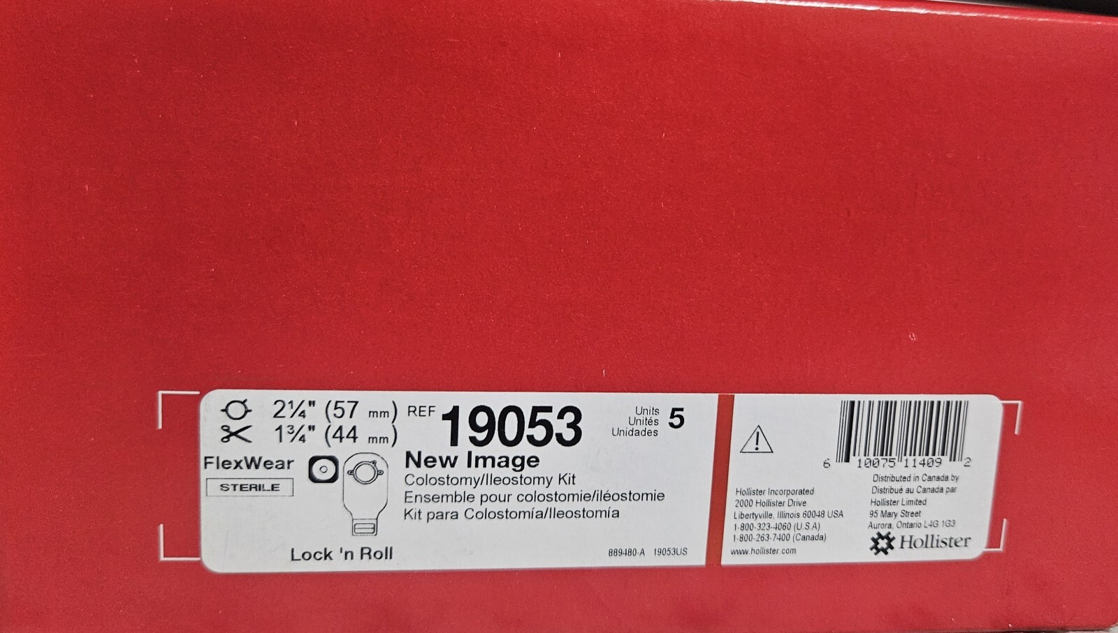 5 Ct HOLLISTER 19053 New Image 2-Pc Urostomy Kit, 2 1/4″ – 1 3/4. Exp. 2028