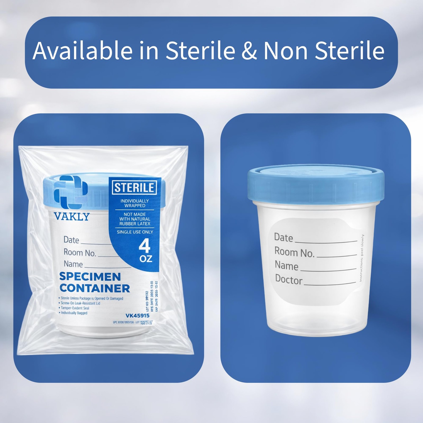 Sterile Specimen Cups 4 oz 3 Count – Urine Collection Cups, Individually Bagg…