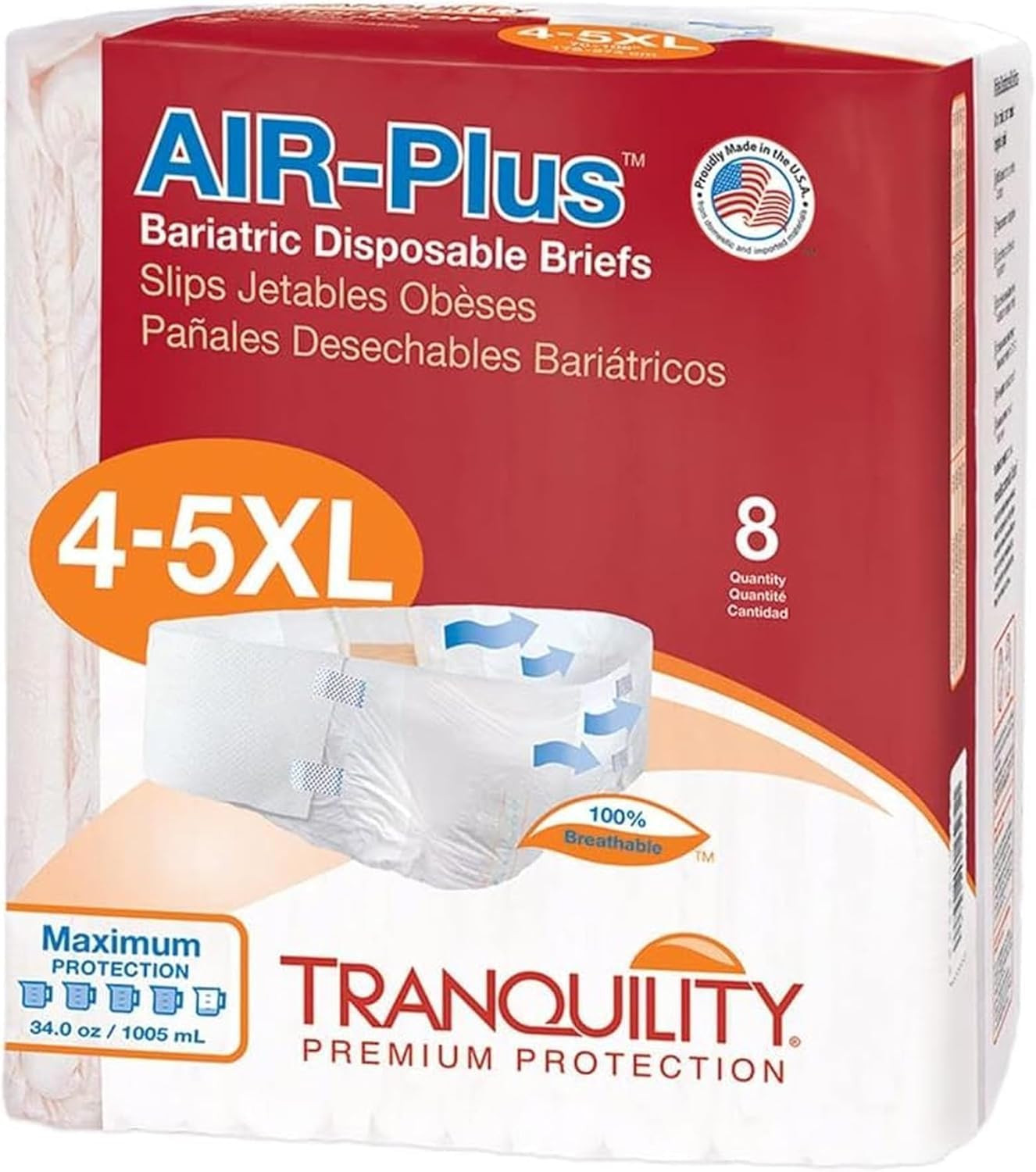 Bariatric Disposable Briefs 4X-Large with AIR-Plus Fully Breathable Fabric for S